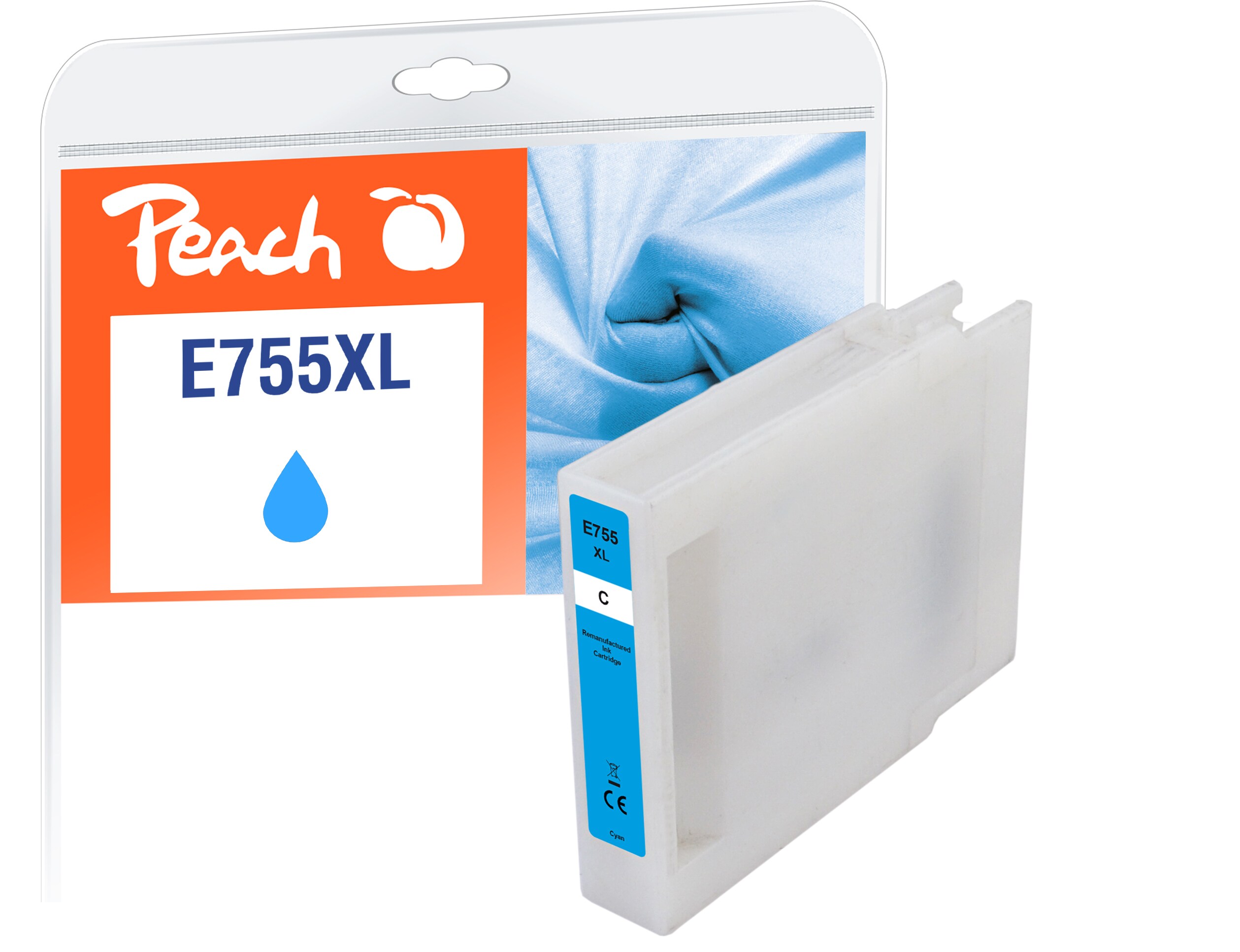 Peach E754/755/756 XL Druckerpatrone XL cy ersetzt Epson T7552C, C13T755240 f&uuml;r z.B. Epson WorkForce Pro WF -6530 MFP, Epson WorkForce Pro WF -8090 (wiederaufbereitet) - Bild 1