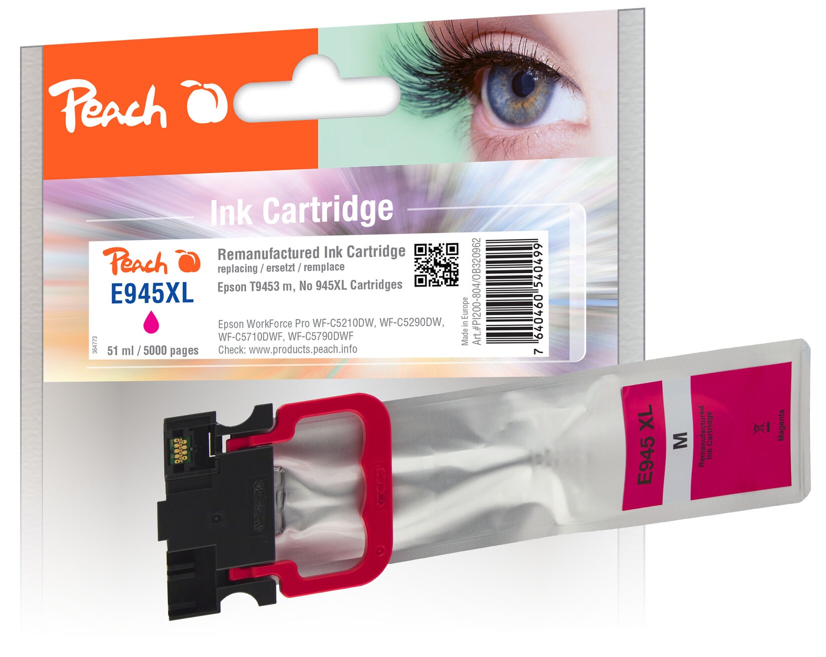 Peach E944/945/946 Druckerpatrone XL ma ersetzt Epson T9453, No. 945XLM, C13T945340 für z.B. Epson WorkForce Pro WFC 5710 DWF (wiederaufbereitet)