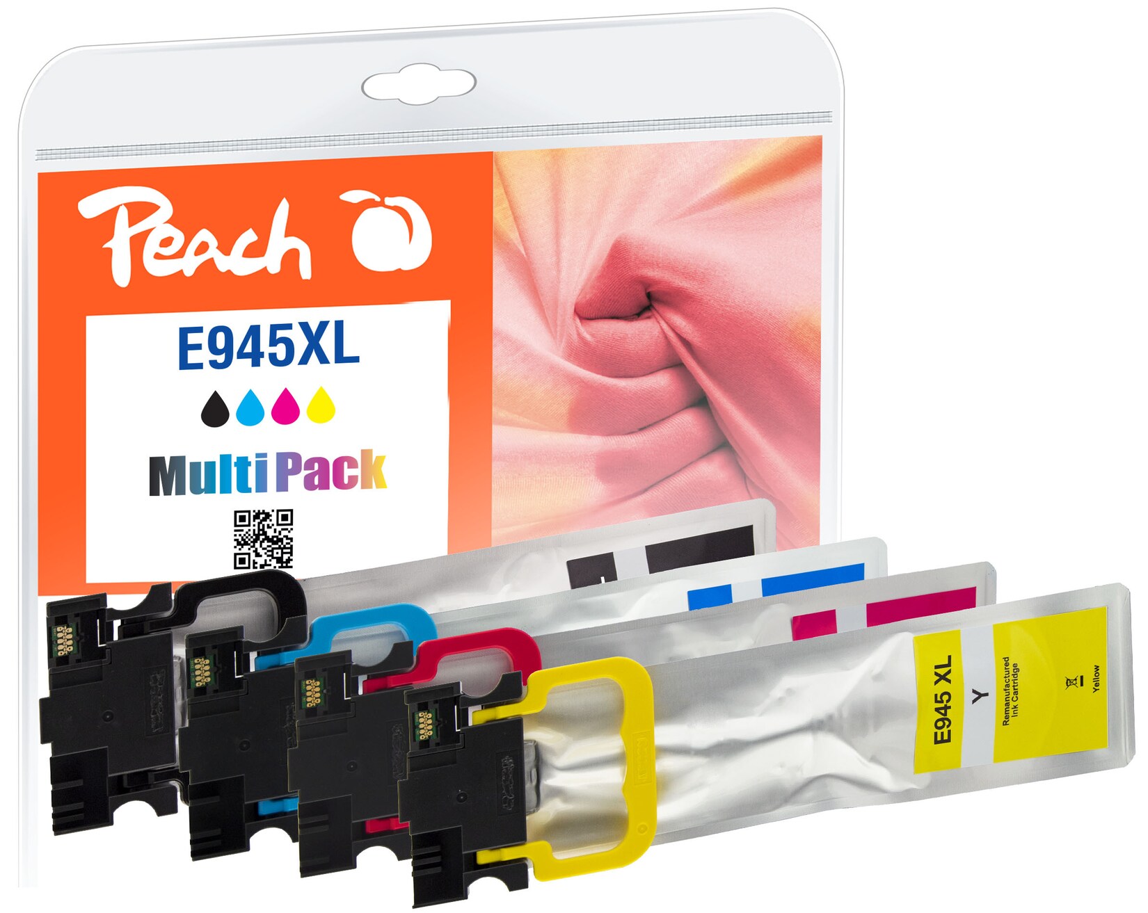 Peach E945 XL 4 Druckerpatronen XL (bk, c/m/y) ersetzt Epson No. 945XL, T9451, T9452, T9453, T9454 für z.B. Epson WorkForce Pro WFC 5710 DWF (wiederaufbereitet)