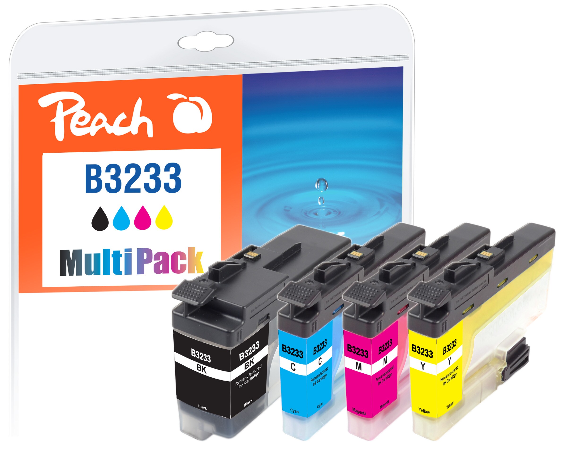 Peach B3233 VALP 4 Druckerpatronen (bk, c/m/y) ersetzt Brother LC-3233VALP f&uuml;r z.B. Brother DCPJ 1100 DW, Brother MFCJ 1300 DW (wiederaufbereitet) - Bild 1