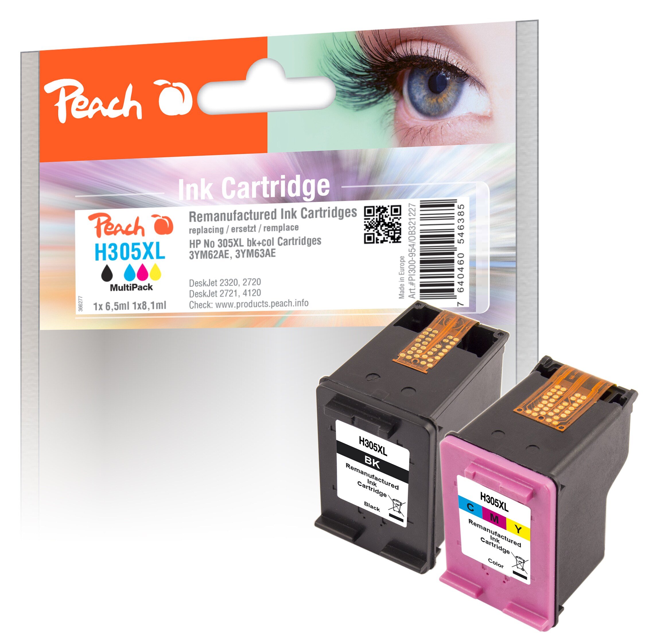 Peach HP 305 XL 2 Druckk&ouml;pfe XL (bk, col) ersetzt HP No. 305XL, 6ZA94AE f&uuml;r z.B. HP DeskJet 2700, HP DeskJet 2710, HP DeskJet Plus 4110, HP Envy 6020 (wiederaufbereitet) - Bild 1