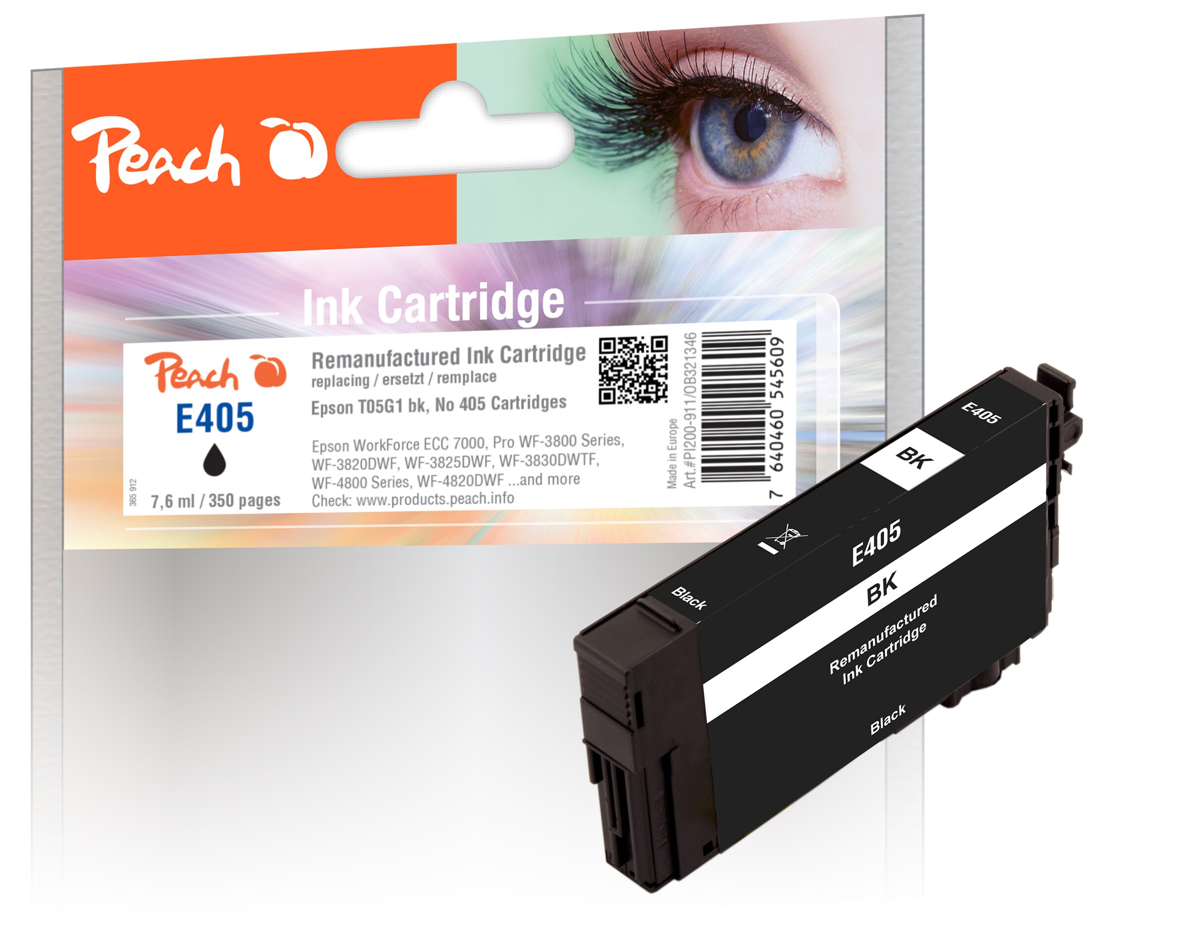 Peach E5G1 Druckerpatrone bk ersetzt Epson T05G1, No. 405 bk, C13T05G14010 f&uuml;r z.B. Epson WorkForce ECC 7000, Epson WorkForce Pro WF -3800 (wiederaufbereitet) - Bild 1