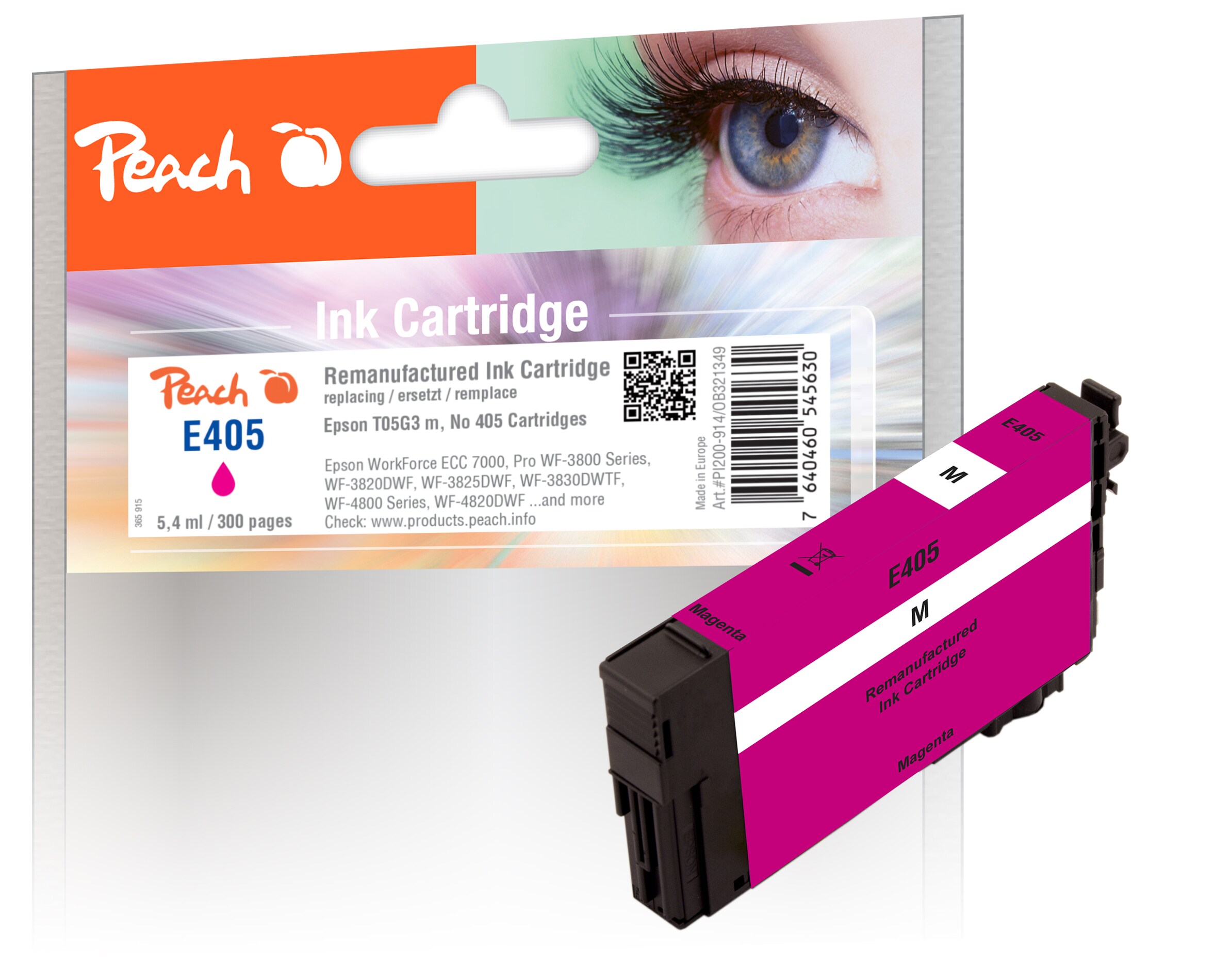 Peach E5G3 Druckerpatrone ma ersetzt Epson T05G3, No. 405 m, C13T05G34010 f&uuml;r z.B. Epson WorkForce ECC 7000, Epson WorkForce Pro WF -3800 (wiederaufbereitet) - Bild 1