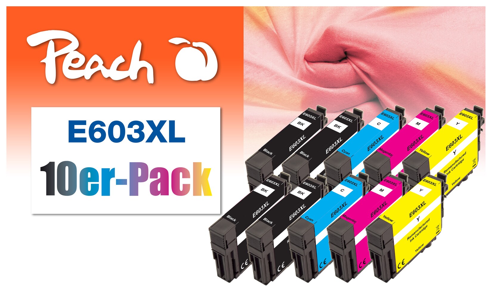 Peach E3A1*4 10 Druckerpatronen XL (4*bk, 2*c/2*m/2*y) ersetzt Epson T03A1*4, T03A2*2, T03A3*2, T03A4*2 für z.B. Epson Expression Home XP -2100 (wiederaufbereitet) | 07640460547382