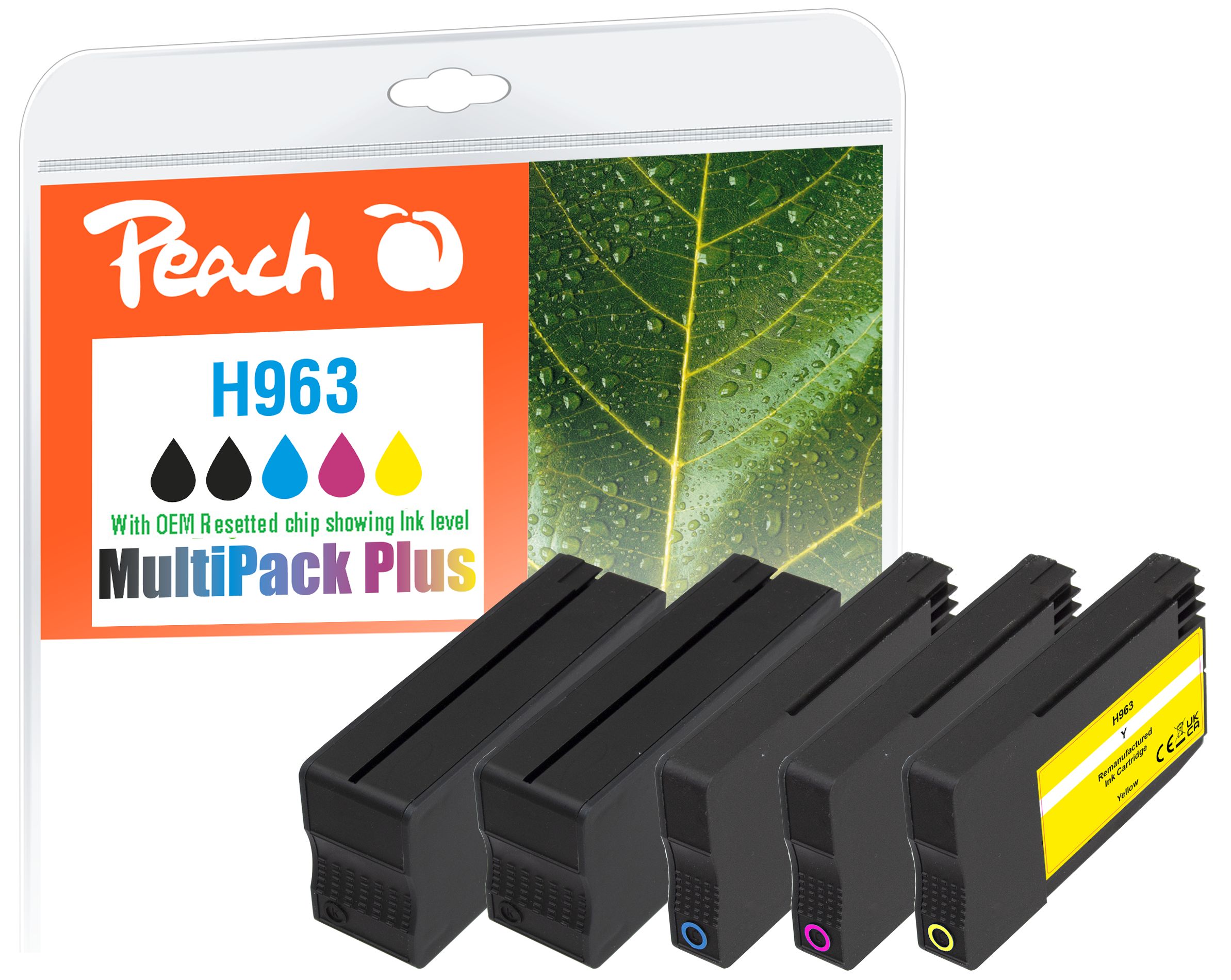 Peach HP 963  5 | SecuReuse | Druckerpatronen (2*bk, c/m/y) ersetzt HP No. 963, 6ZC70AE f&uuml;r z.B. HP OfficeJet Pro 9010, HP OfficeJet Pro 9012 (wiederaufbereitet) - Bild 1