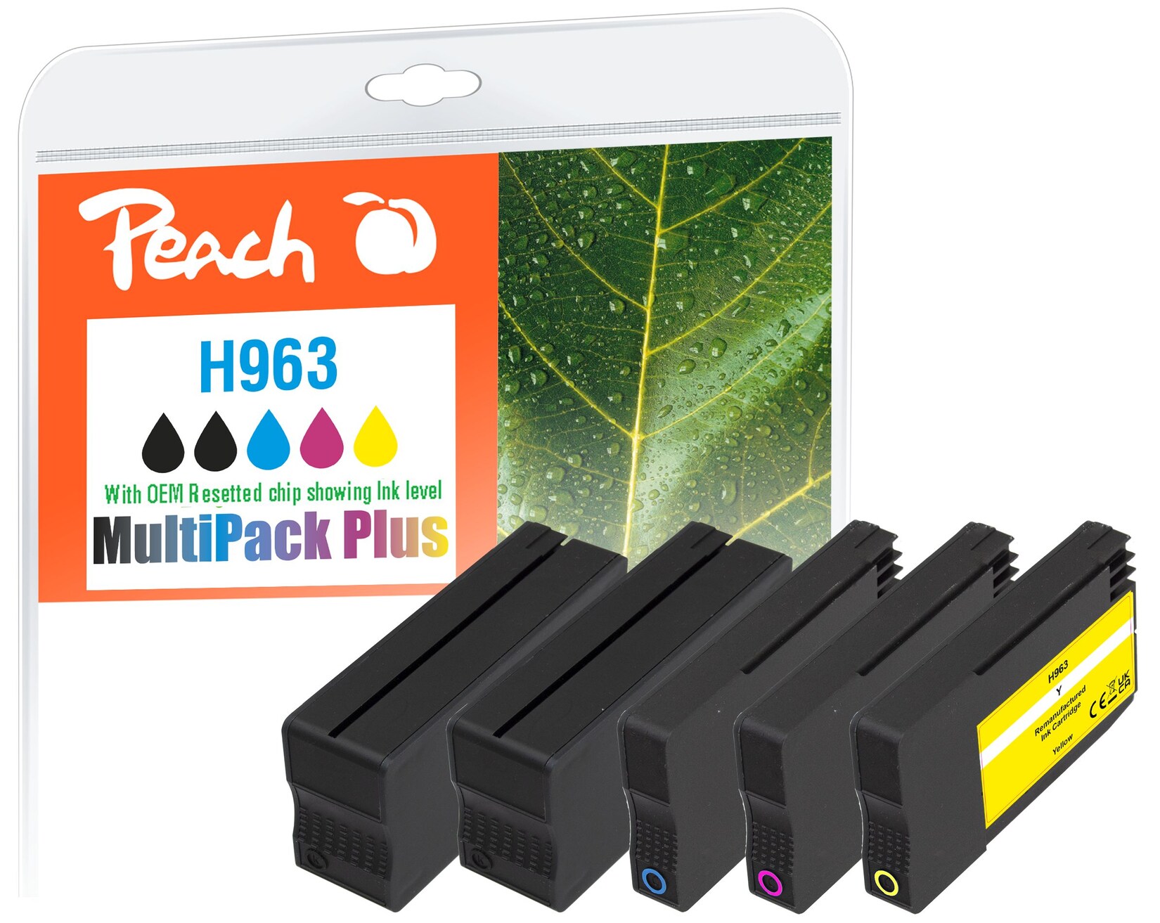 Peach HP 963 5 SecuReuse Druckerpatronen (2*bk, c/m/y) ersetzt HP No. 963, 6ZC70AE für z.B. HP OfficeJet Pro 9010, HP OfficeJet Pro 9012 (wiederaufbereitet)