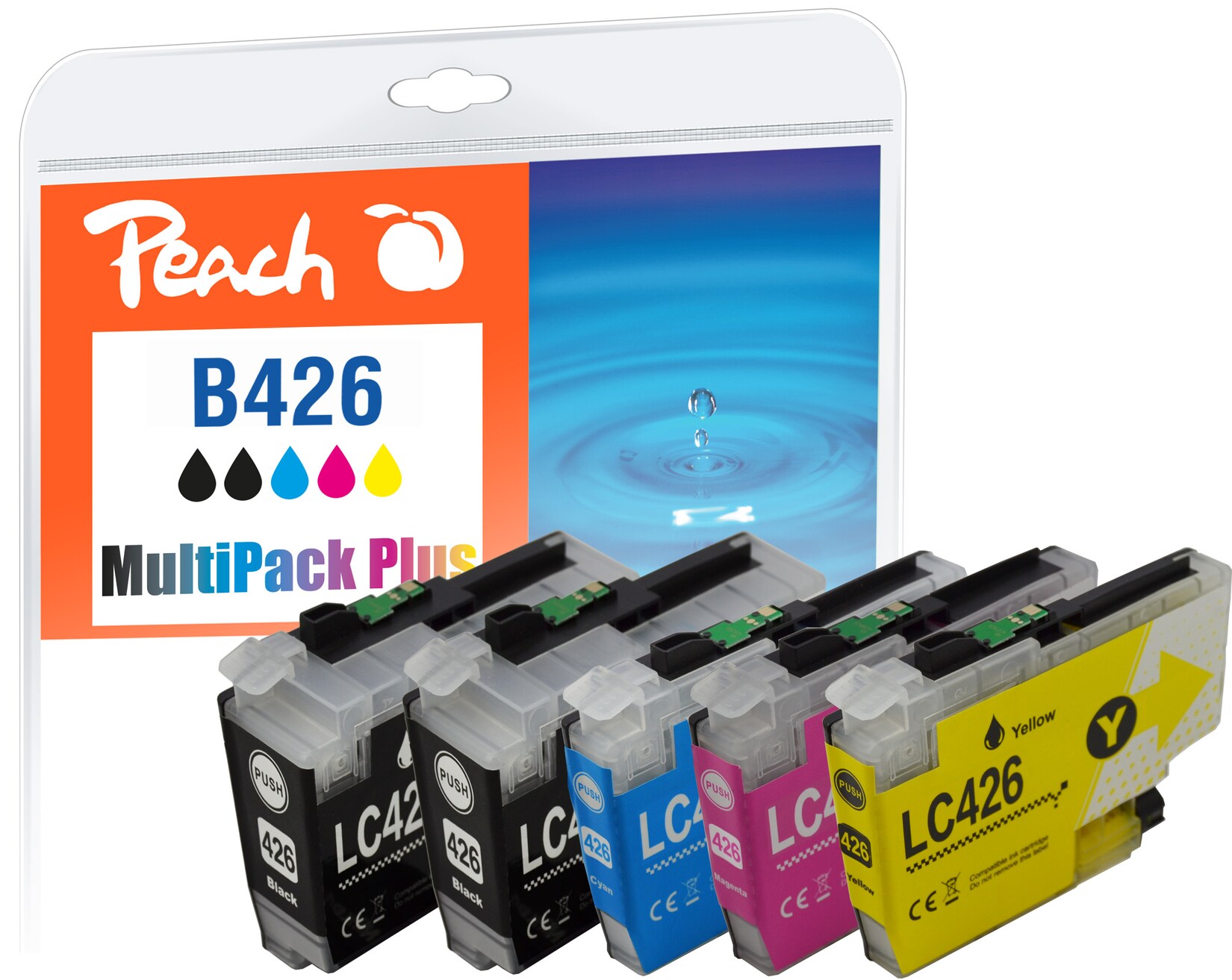 Peach B426 Spar Plus Pack Druckerpatronen (2*bk, c/m/y) ersetzt Brother LC-426 für z.B. Brother MFCJ 4540 DW, Brother MFCJ 4335 DW, Brother MFCJ 4540 (wiederaufbereitet)
