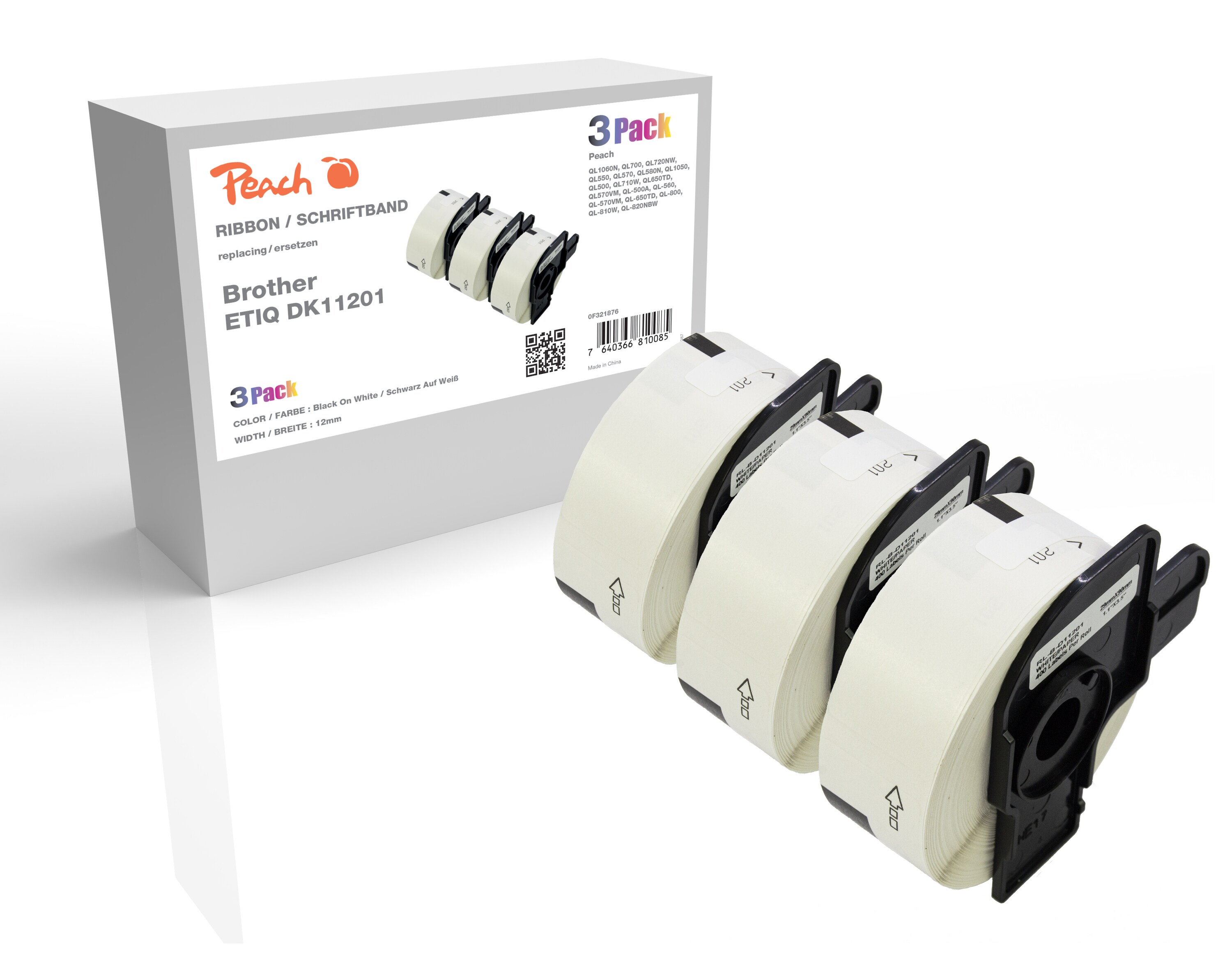 Peach Etikettenrolle kompatibel zu Brother DK-11201, Pack(3) Brother BR-DK-11201 - Bild 1