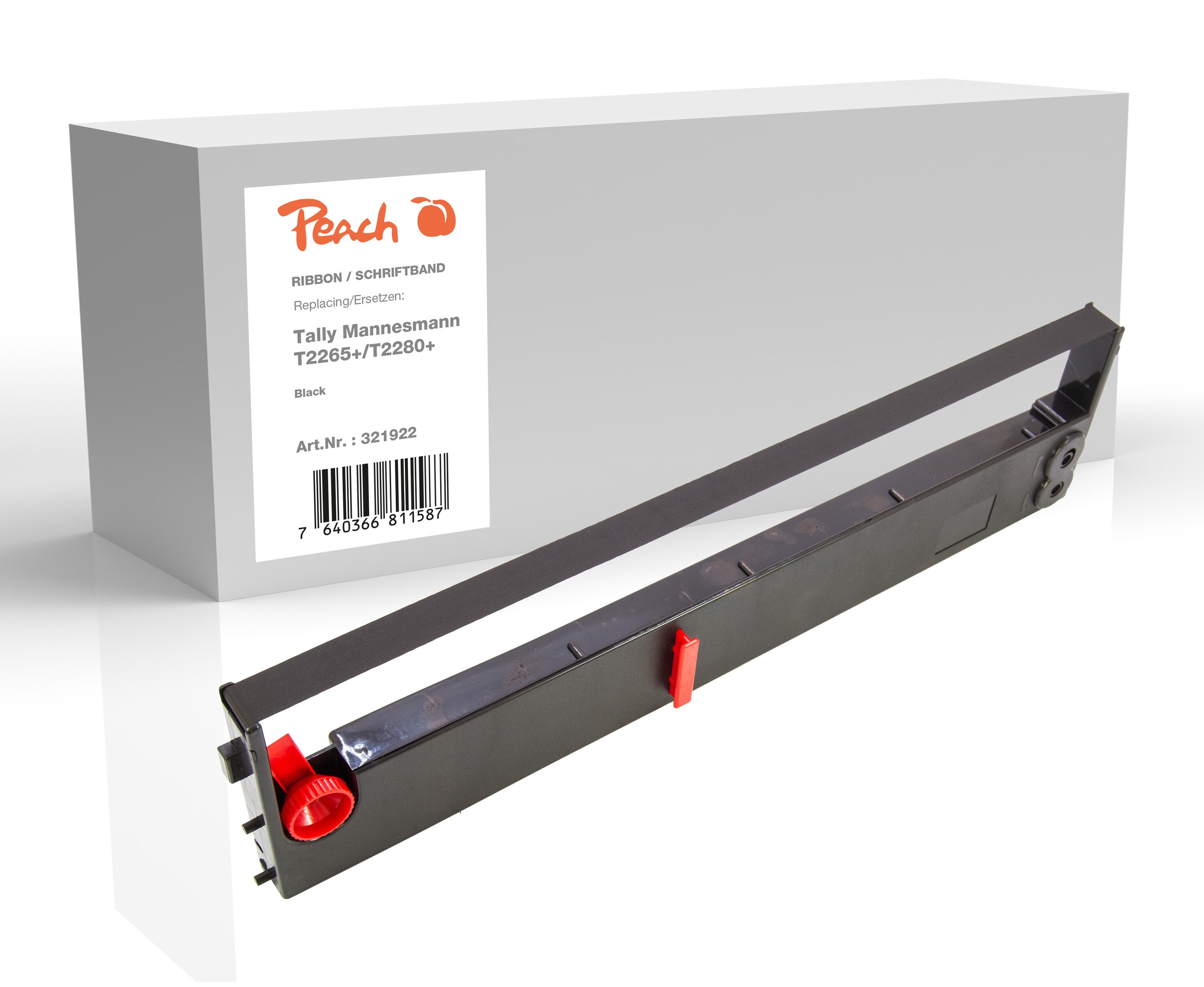 Peach Farbbandkassette kompatibel zu Tally T2265+/T2280+, schwarz Tally - Bild 1