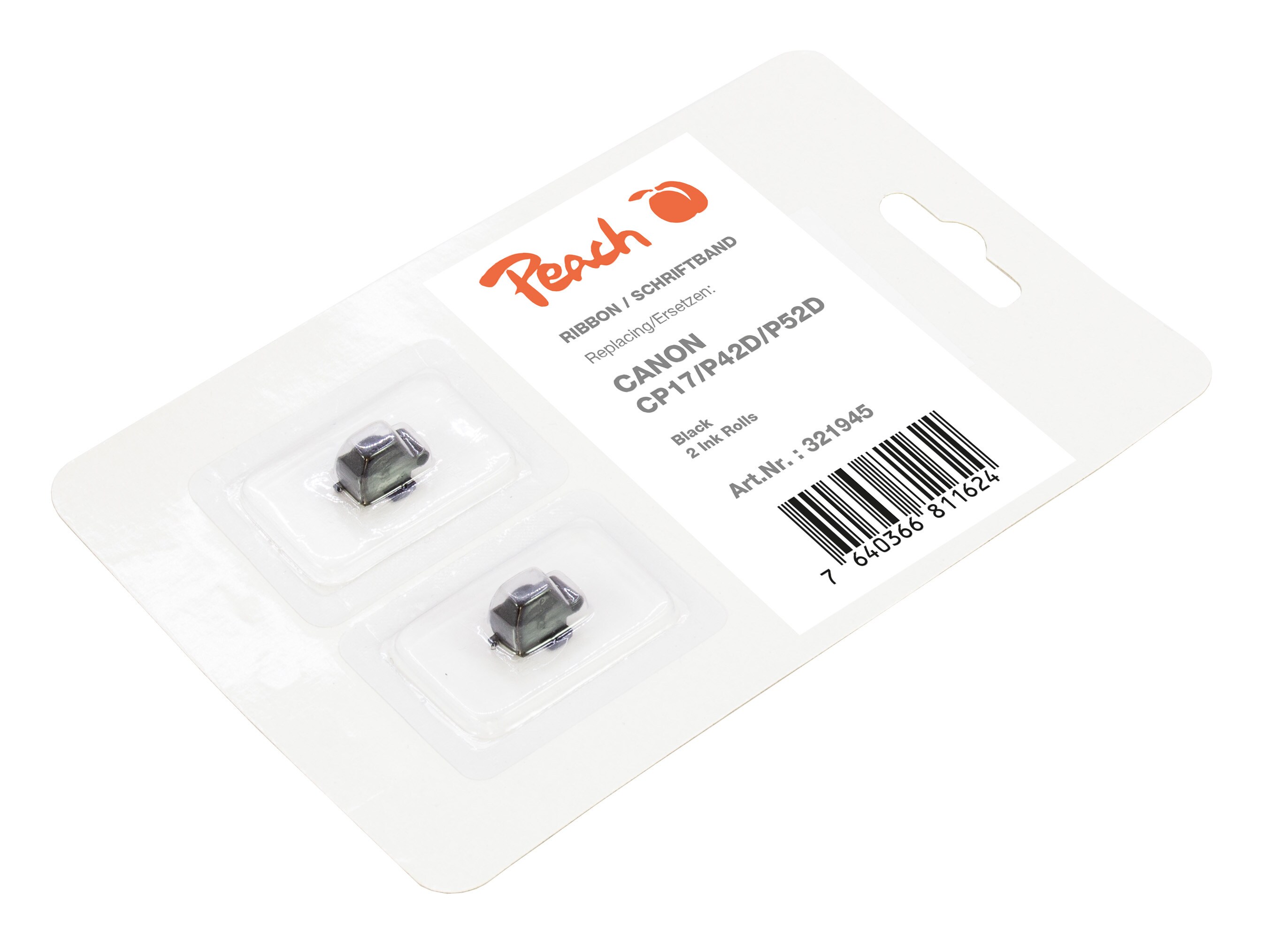 Peach Farbbandkassette kompatibel zu Canon CP17/P42D/P52D , schwarz, 2 Ink Rolls Canon - Bild 1