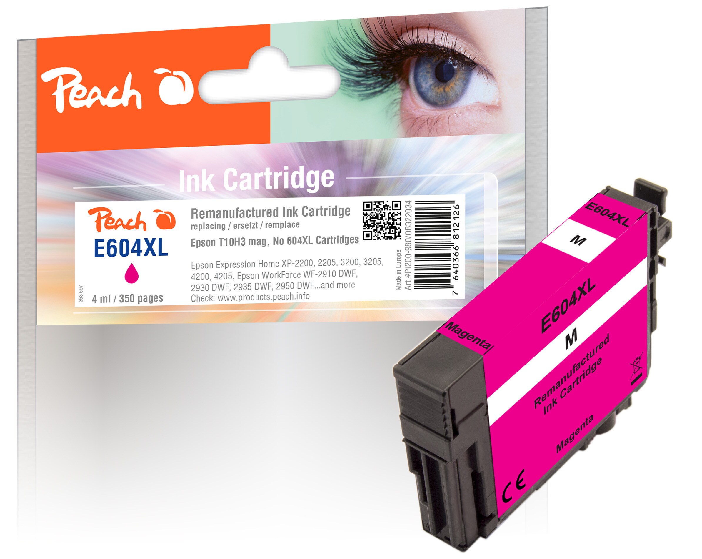 Peach E604 XL Druckerpatrone XL ma ersetzt Epson No. 604XL, T10H340 f&uuml;r z.B. Epson Expression Home XP -2200, Epson Expression Home XP -2205 (wiederaufbereitet) - Bild 1