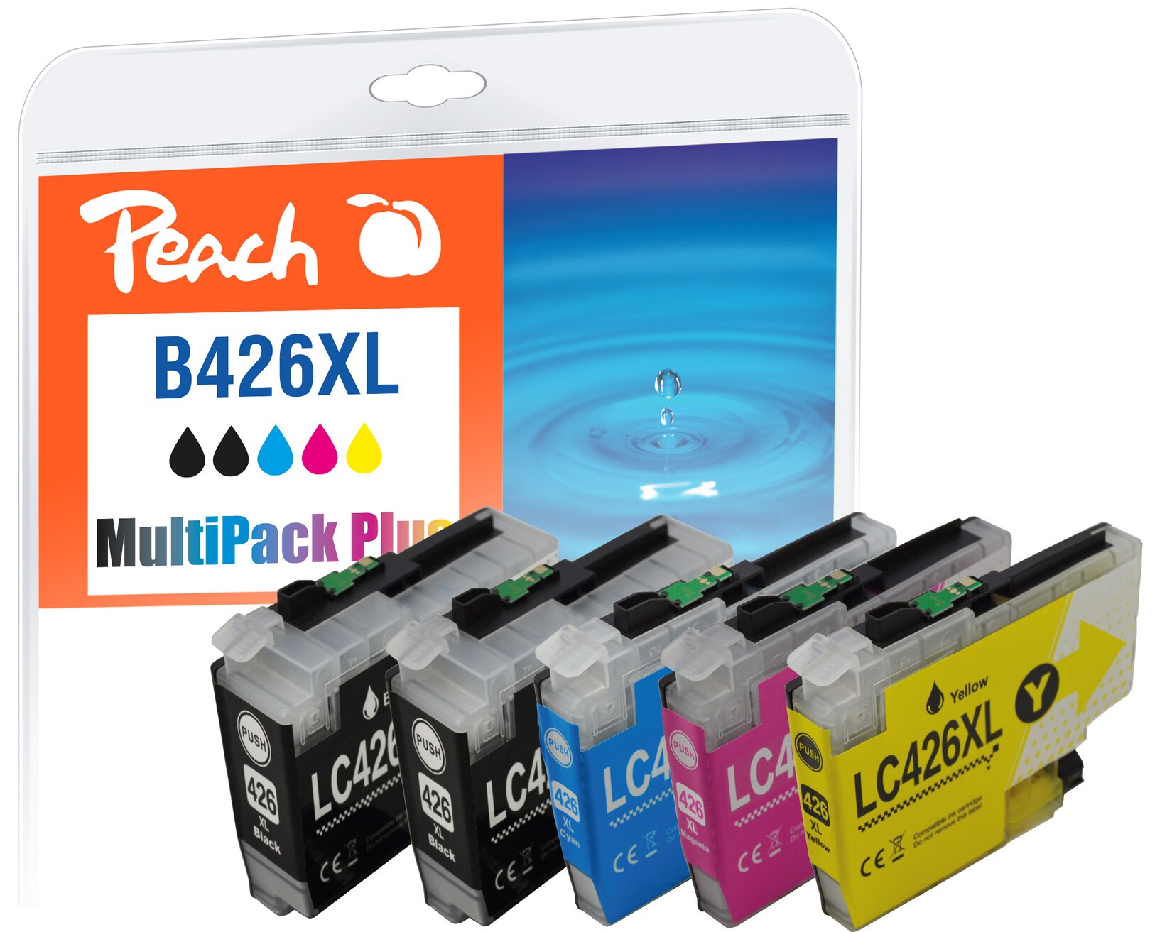 Peach B426 XL Druckerpatrone XL (2*bk, c/m/y) ersetzt Brother LC-426XL für z.B. Brother MFCJ 4540 DW, Brother MFCJ 4335 DW, Brother MFCJ 4340 DW (wiederaufbereitet)