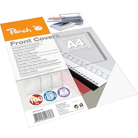 Peach Klarsicht Einbanddeckel, farblos, 0.18mm,  A4, 100 Blatt - Bild 1