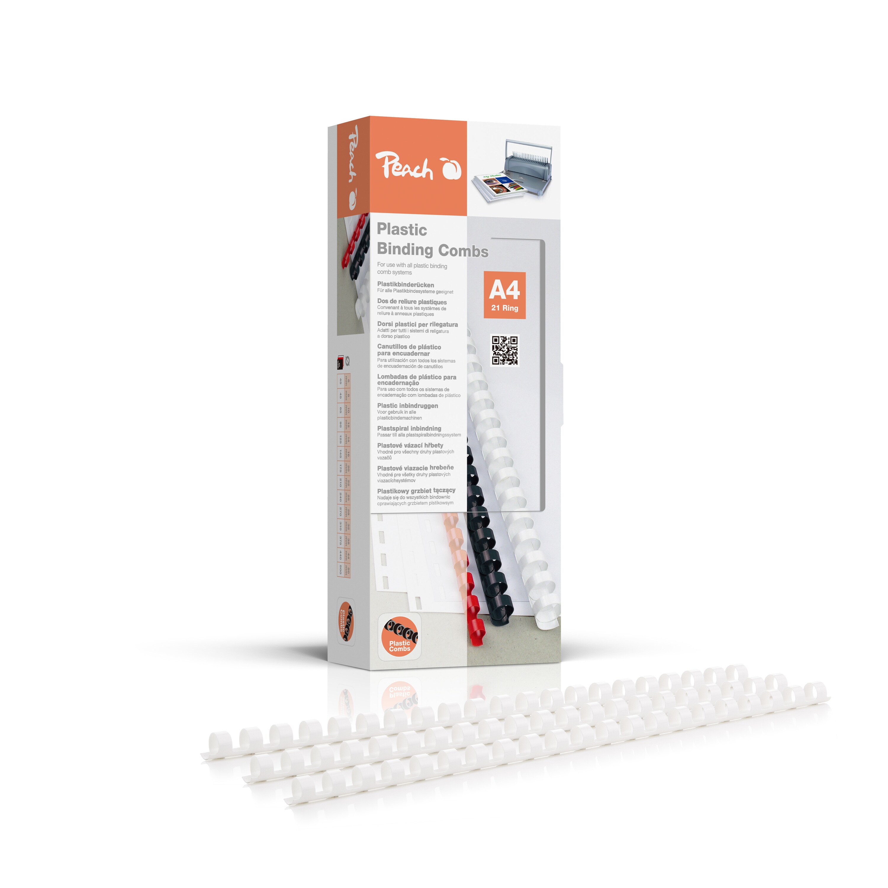 Peach Binder&uuml;cken 10mm, f&uuml;r je 65 Blatt A4, weiss, 100 St&uuml;ck - Bild 1