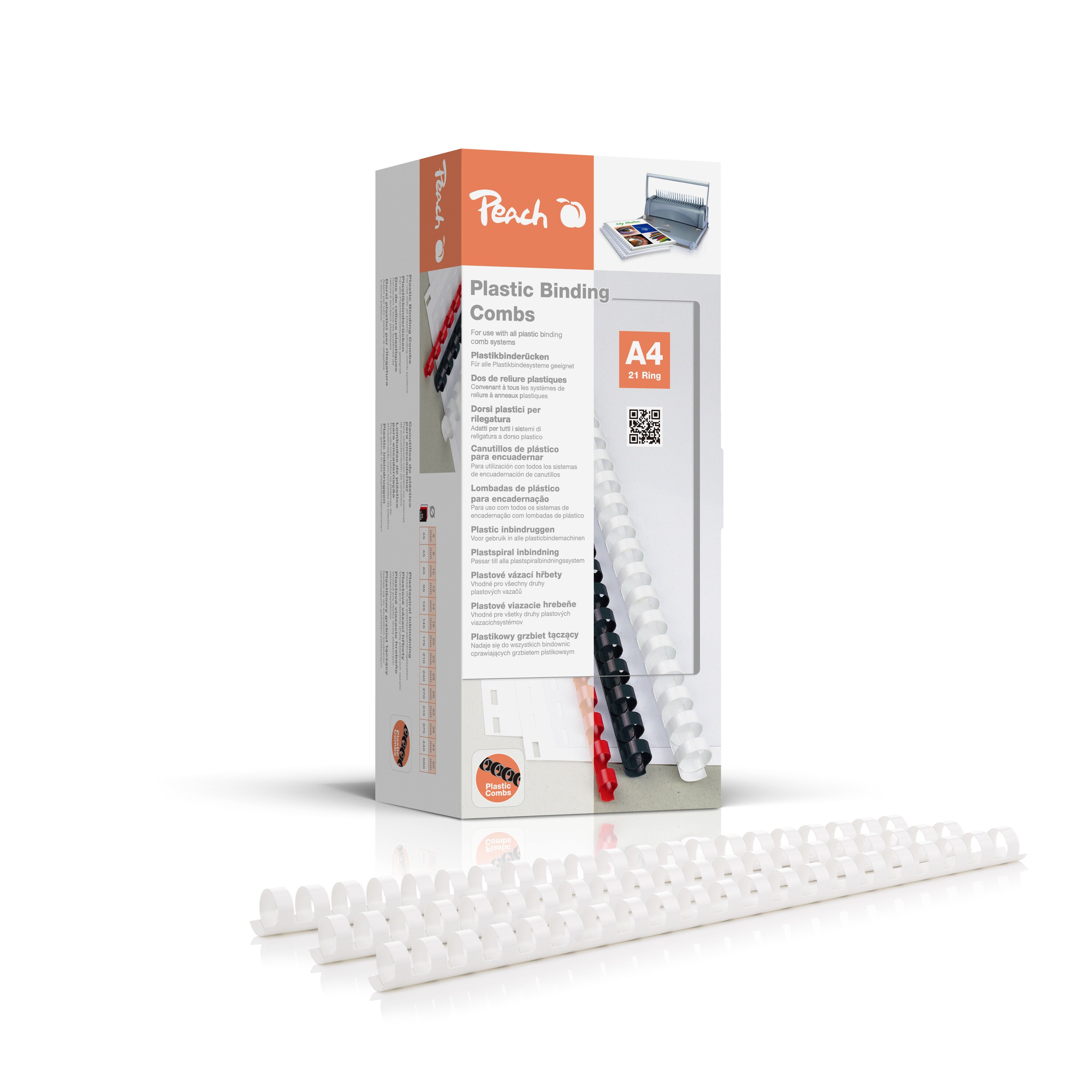 Peach Binder&uuml;cken 14mm, f&uuml;r je 125 Blatt A4, weiss, 100 Stk - Bild 1