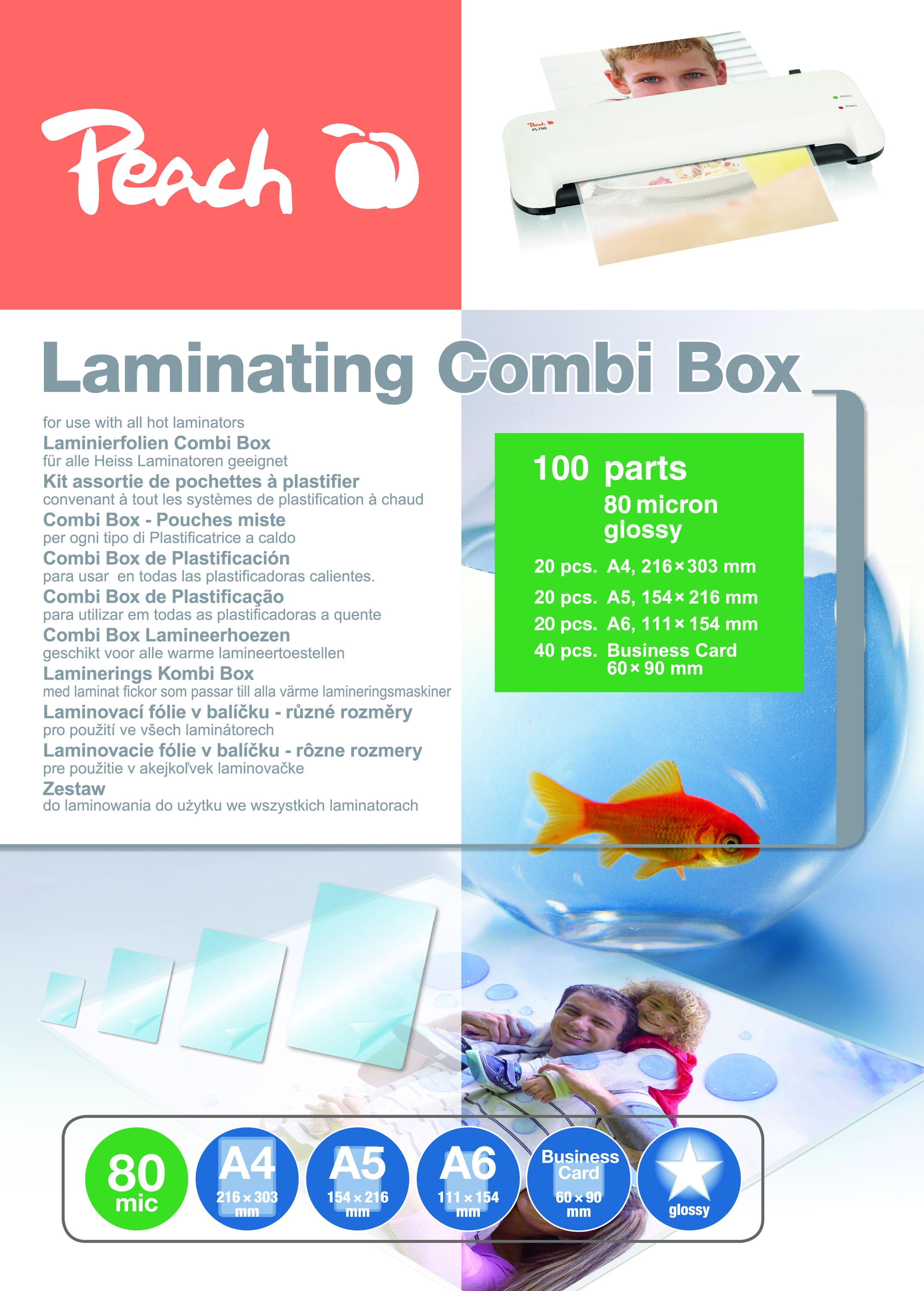 Peach 100 x Laminierfolien, 80mic, versch. Gr&ouml;ssen - Bild 1