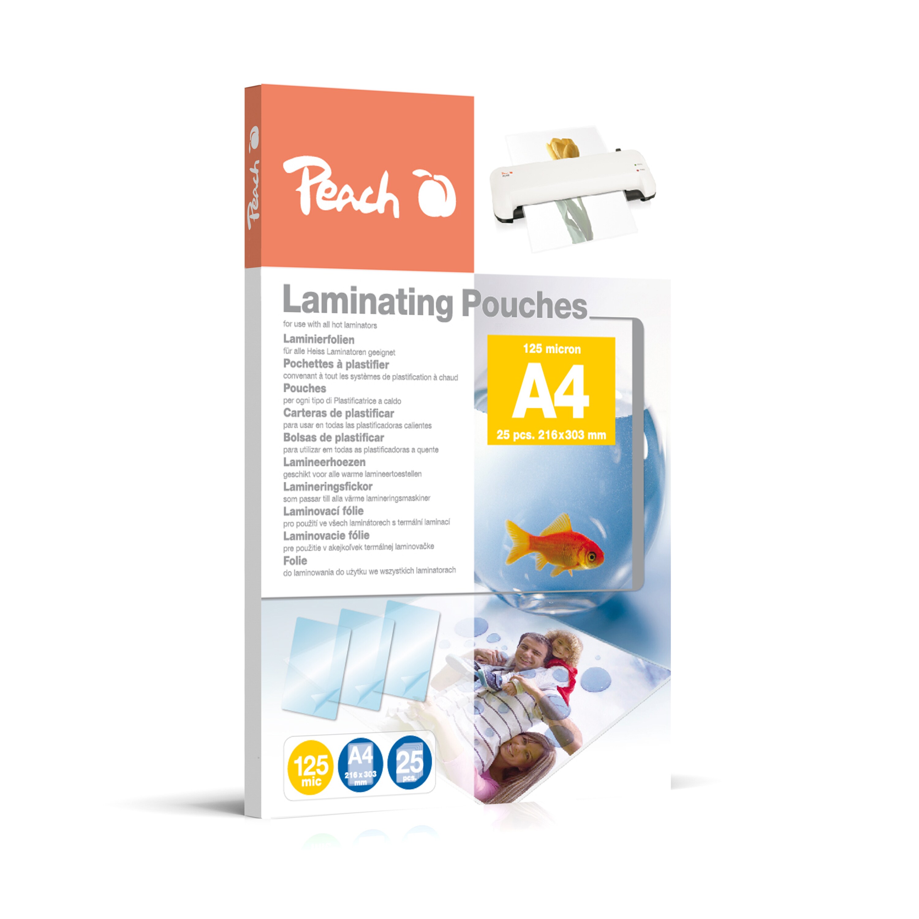 Peach 25 x A4 Laminierfolien, 125 mic, gl&auml;nzend - Bild 1