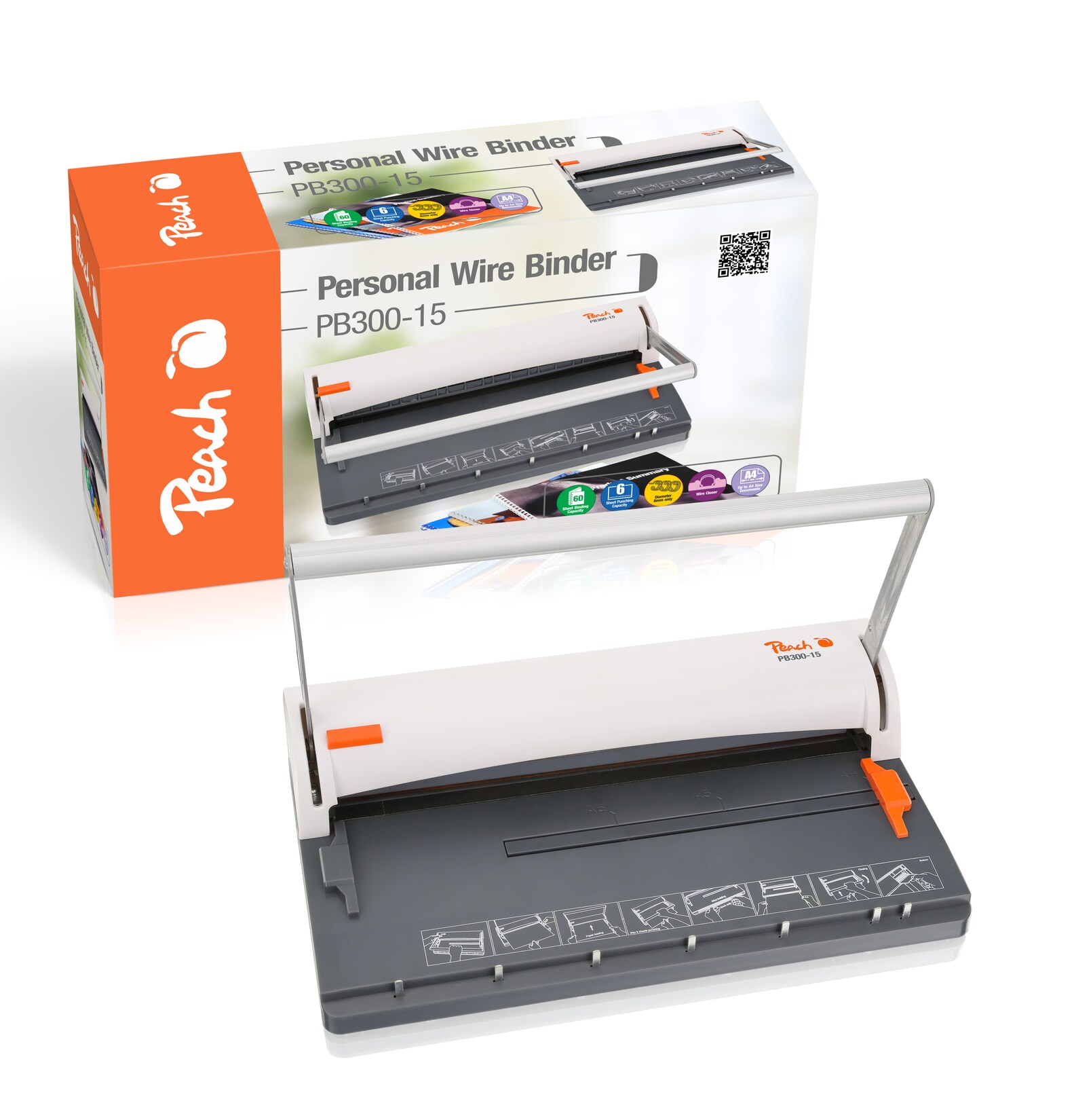 Peach Personal Wire Binder/Closer A4 – PB300-15 | 07640164825779