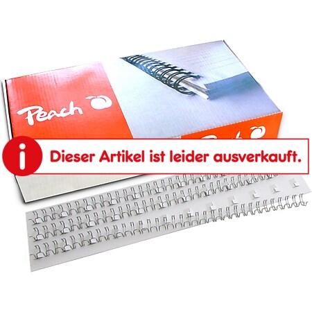 Peach Drahtbinderücken Easy-Wire, 8mm, silber, 3:1, 34 Schlaufen A4, 100 Stk. - Bild 1