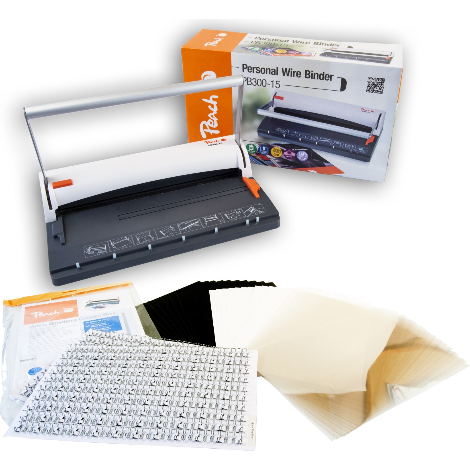 Peach Draht Bindemaschine , 8mm, A4 - PB300-15 incl. 60teil. Starterpack