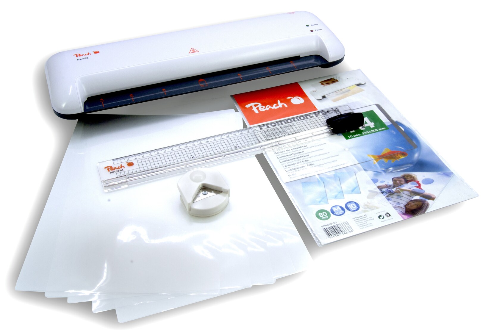 Peach PL755+ 4 in 1 Laminierset inkl. Laminiergerät, Eckenrunder, Rollenschneider und Folien, A3 | 07640460547801