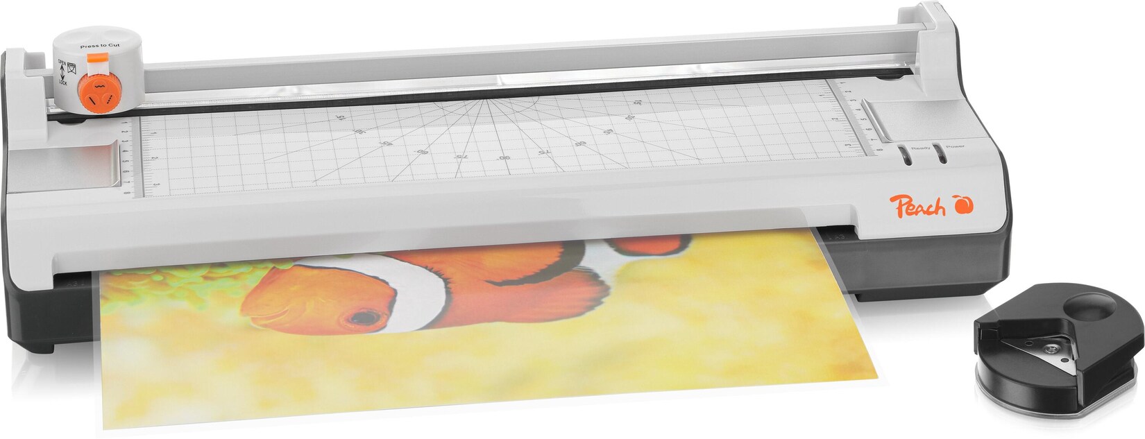 Peach 6 in 1 Laminiergerät A3 inkl. Eckenrunder, Trimmer, Laminierfolien ABS geeignet für alle handelsüblichen Folien bis 2x125 mic. Heiß- & Kaltlaminiergerät PBP450