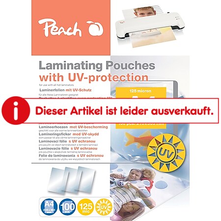 Peach 100 x A4 Laminierfolien, 125 mic, mit UV-Schutz - Bild 1