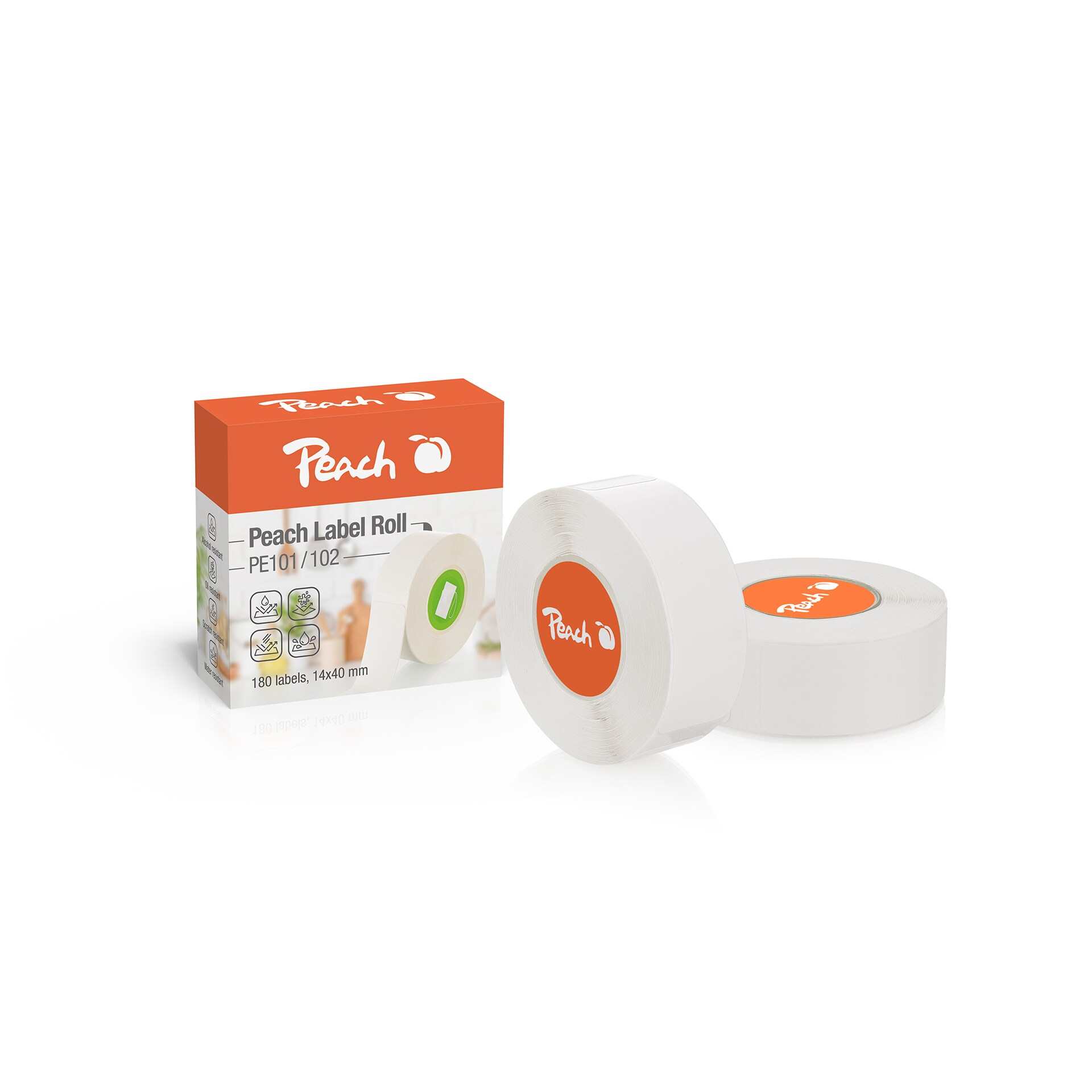 Peach Etiketten Rolle, 15x40mm - Bild 1