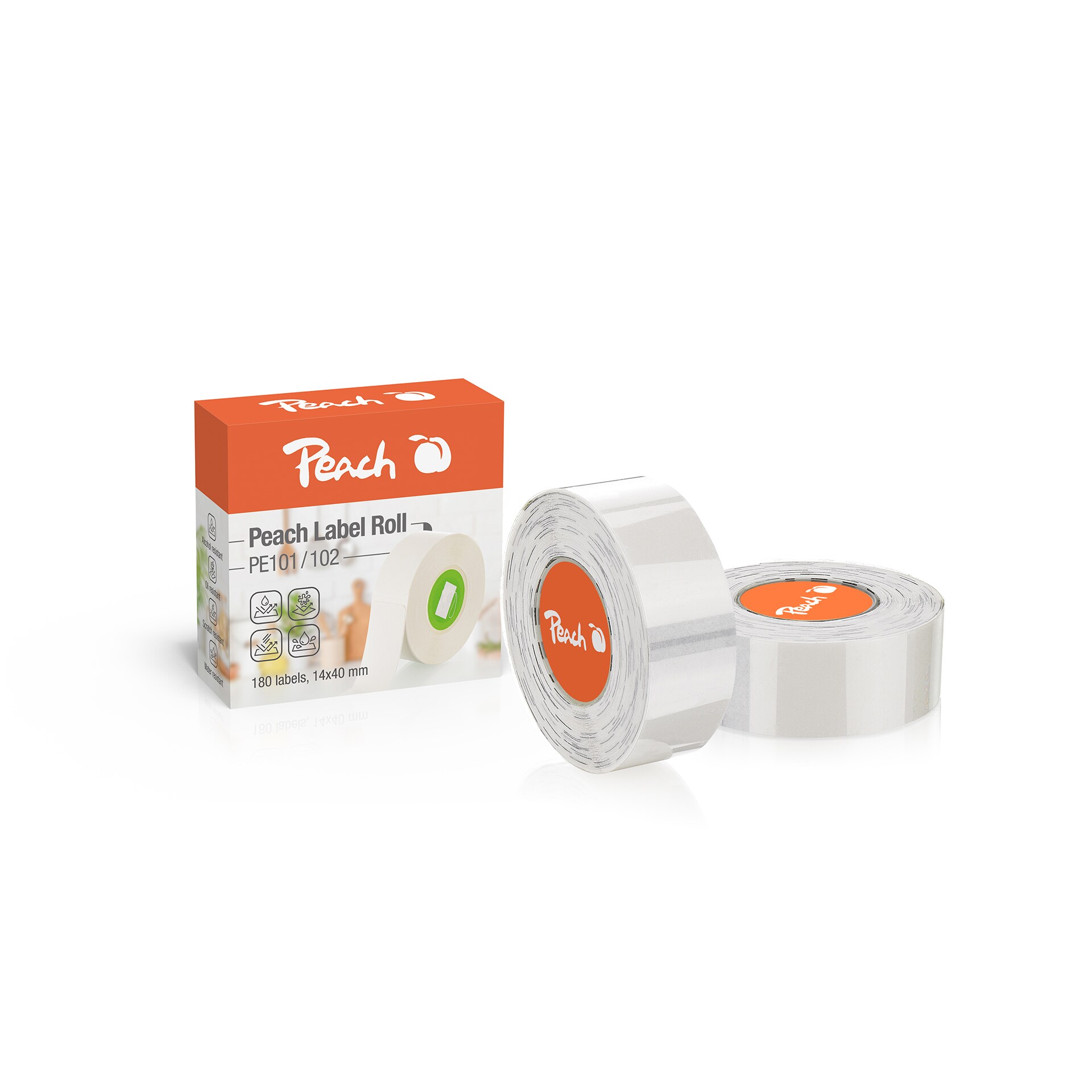 Peach Label Roll, 14x40mm, 180/roll, transp, PE102 - Bild 1
