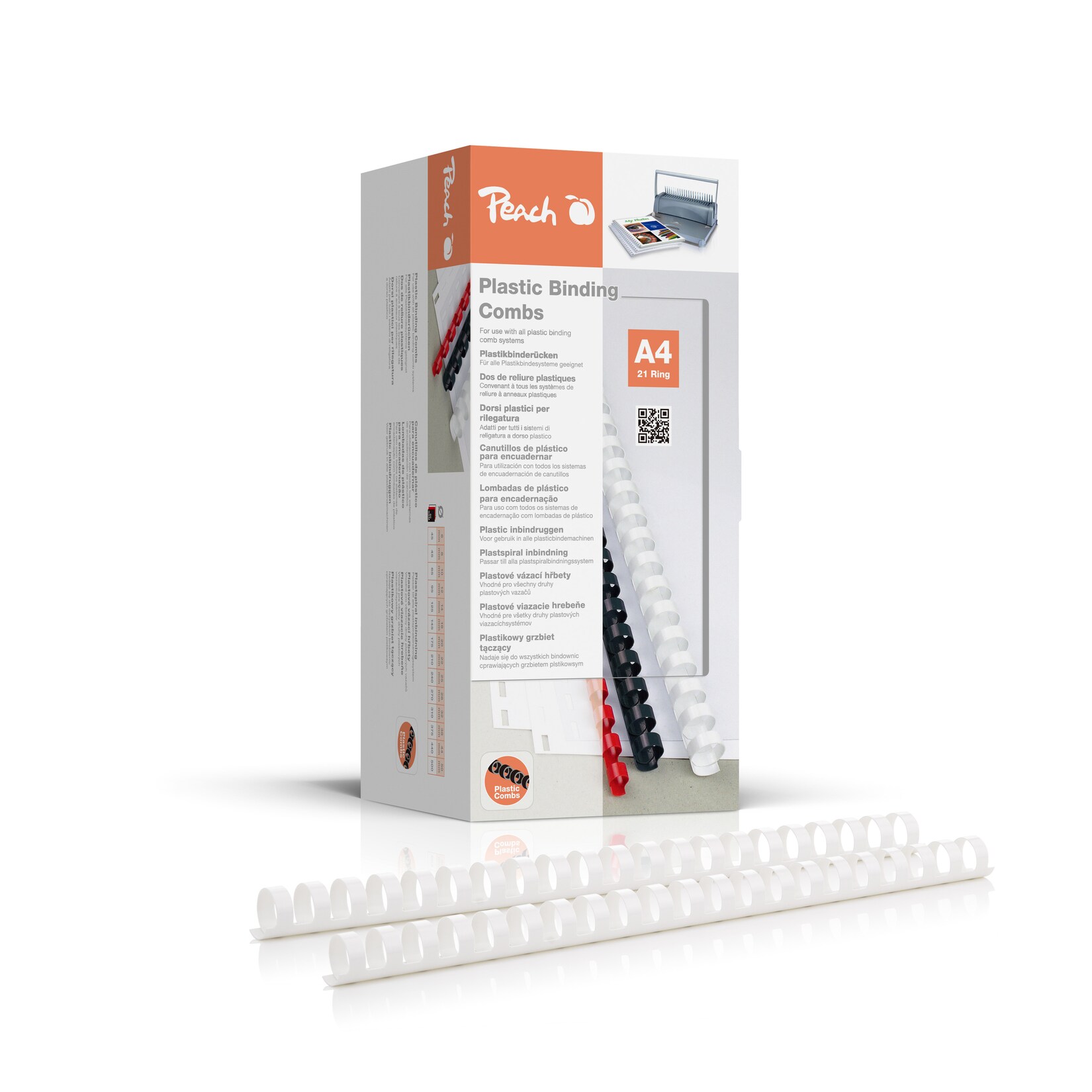 Peach Binderücken 6mm, für 25 Blatt A4, weiss, 500 Stück