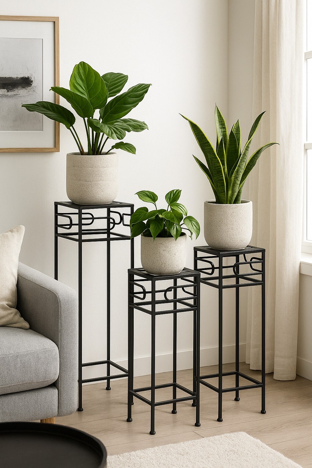 möbel direkt online Blumenständer 3tlg. aus Metall schwarz
