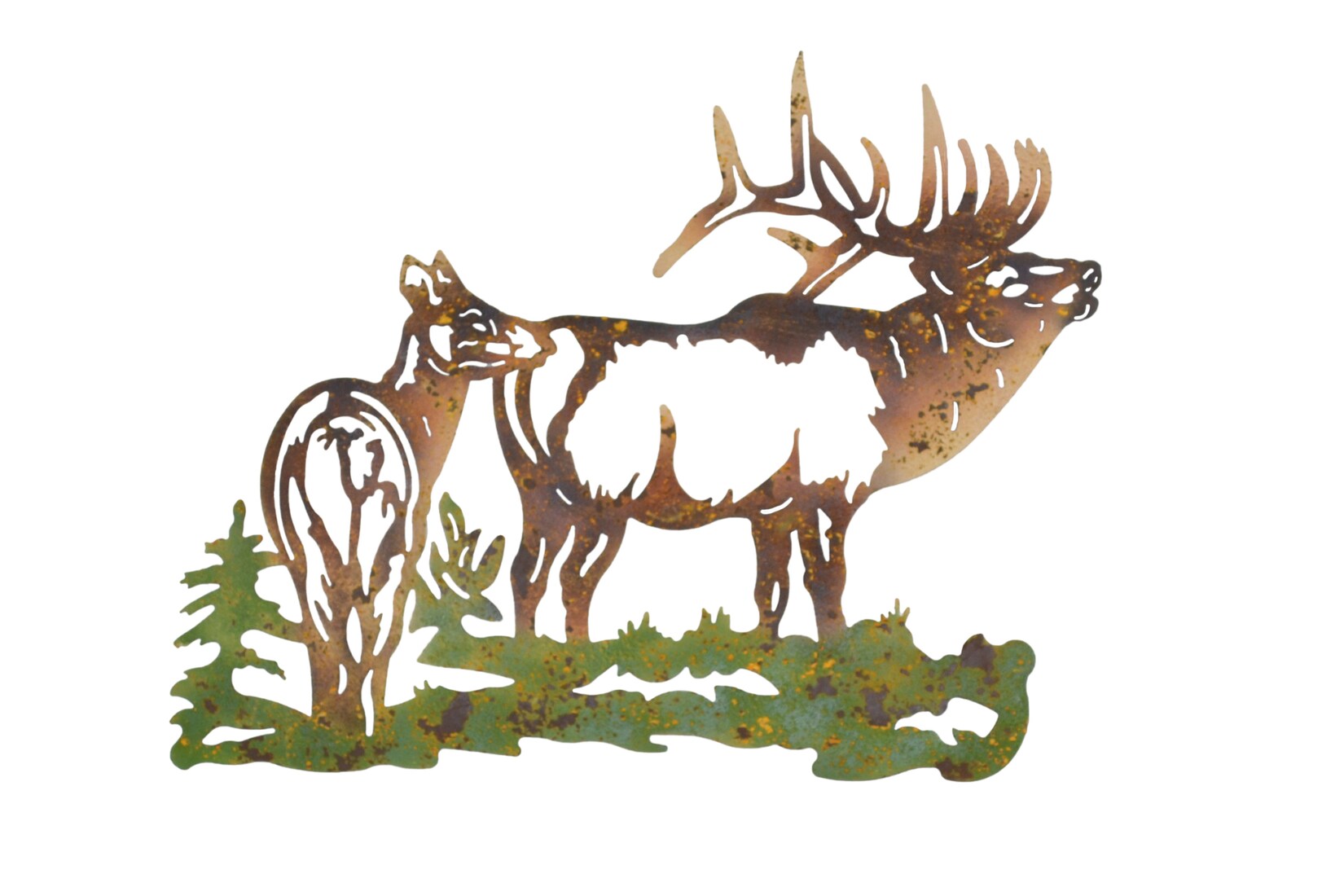 möbel direkt online Wanddekoration Hirschkuh und Hirsch grün/braun/beige