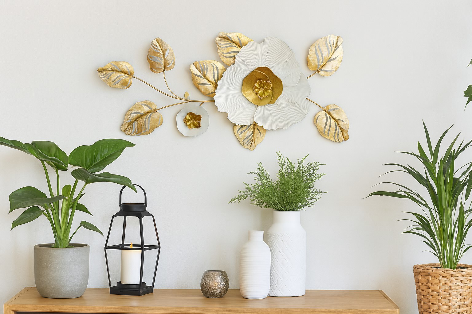 möbel direkt online Wanddekoobjekt Floral creme/gold