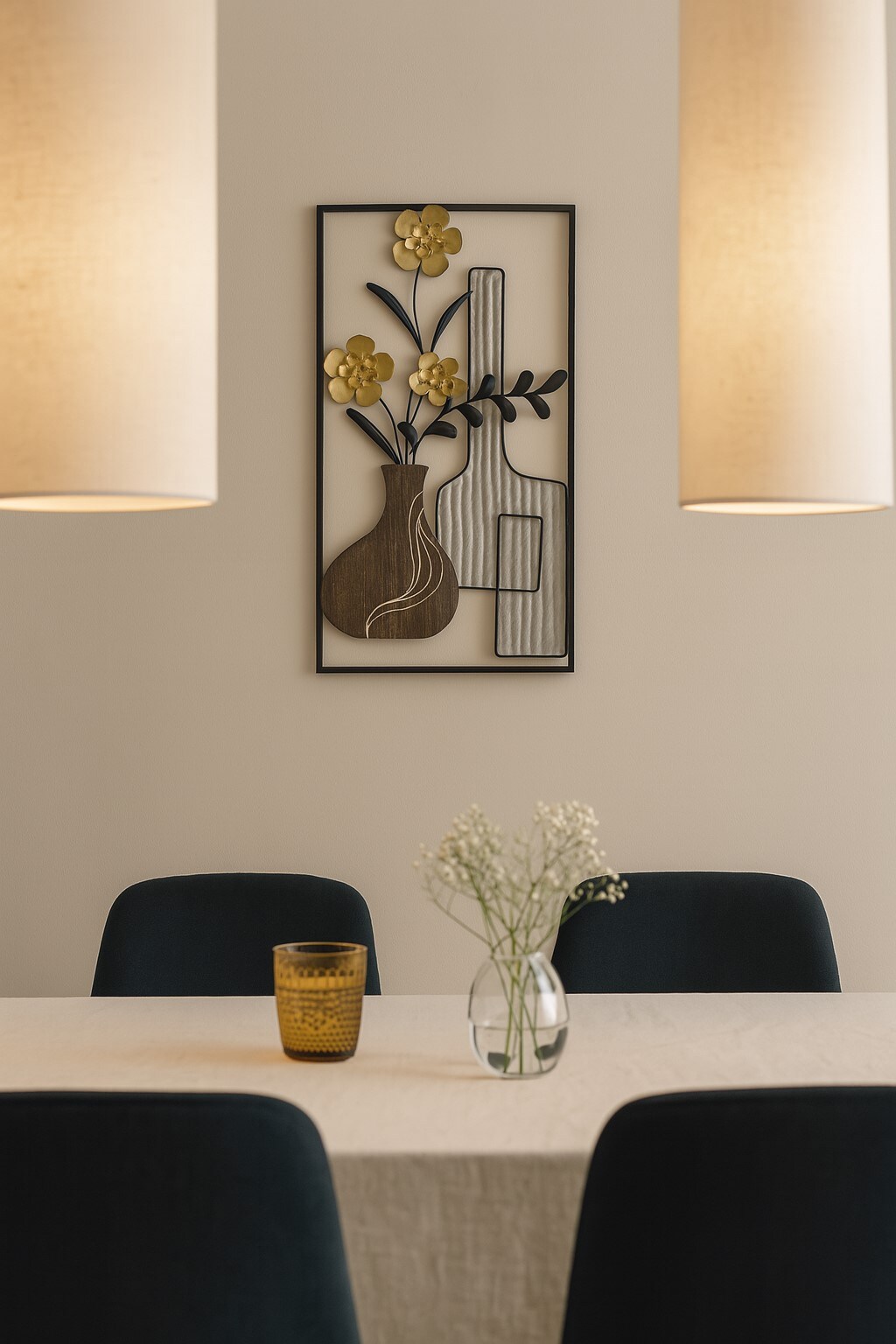 möbel direkt online Wanddekoobjekt Vase mit Strauß schwarz