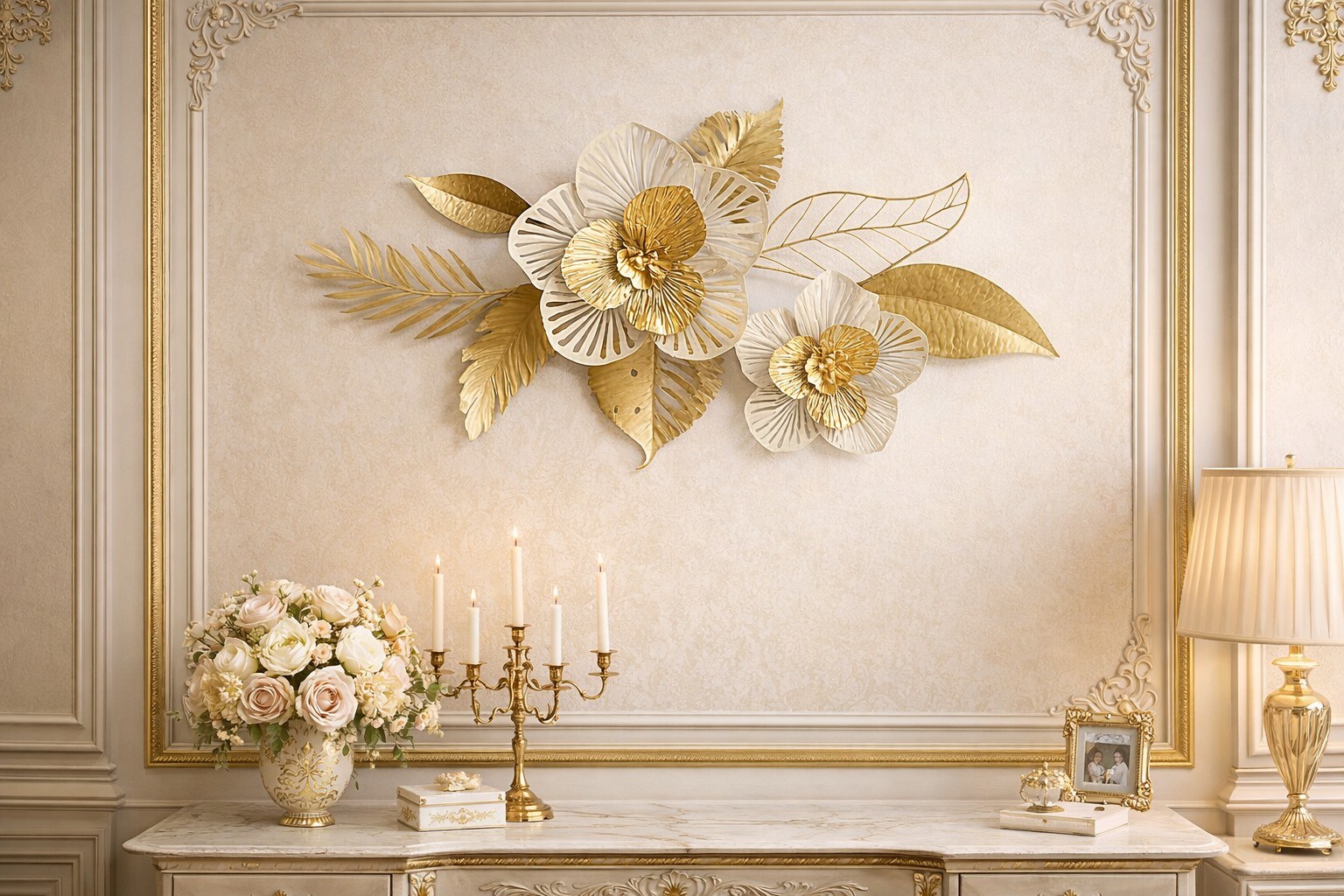 möbel direkt online Wanddekoobjekt Blüten-/Blättermotiv gold