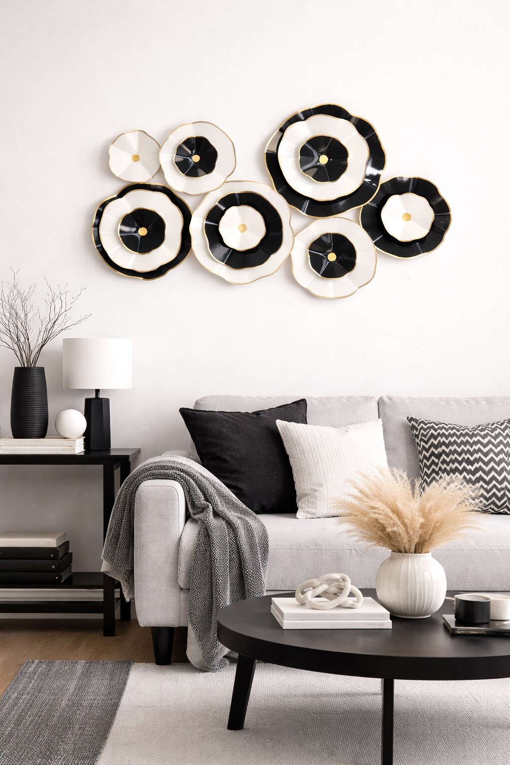 m&ouml;bel direkt online Wanddekoobjekt Kreise trendige schwarz/wei&szlig; - Bild 1