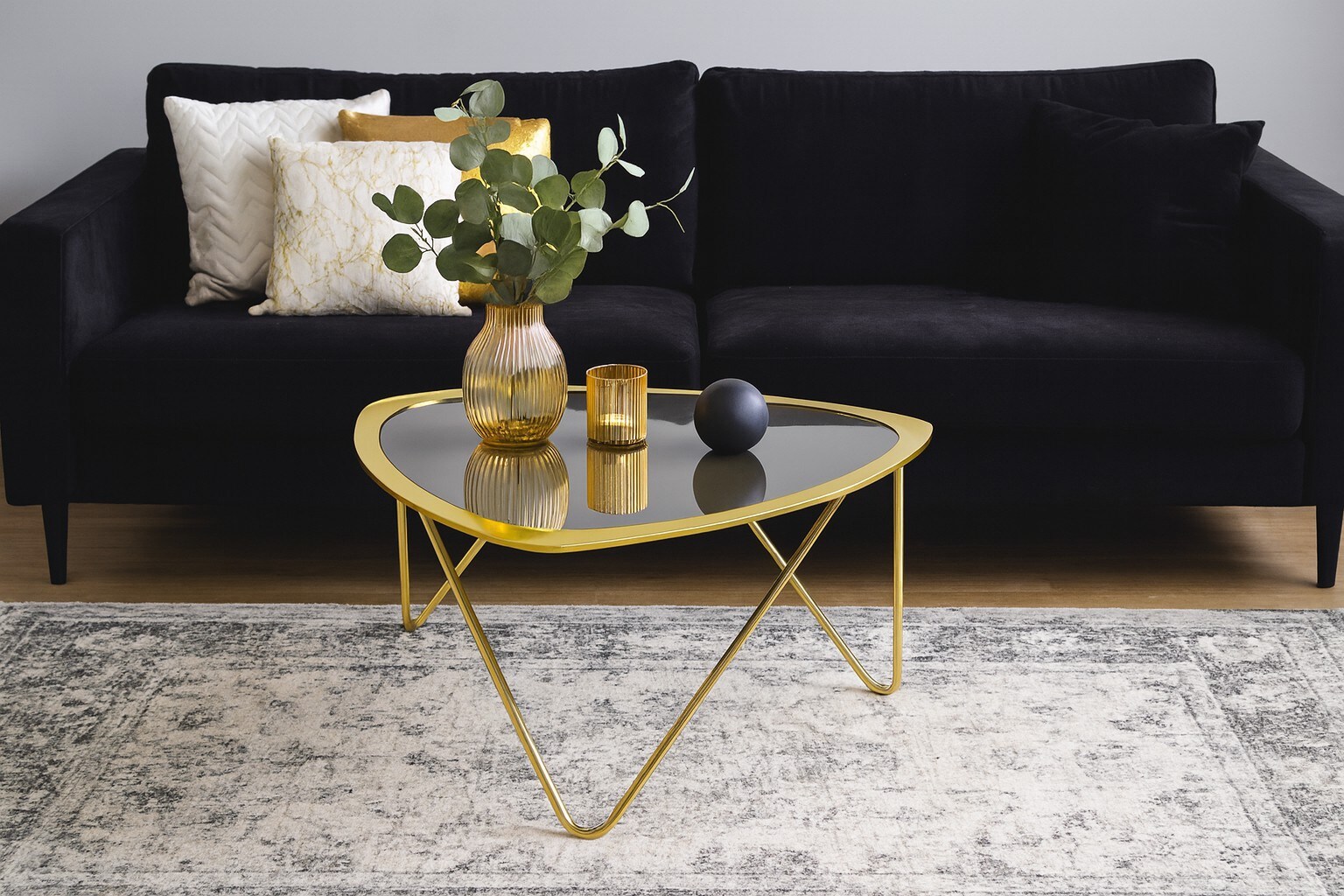 möbel direkt online Couchtisch Mit Schwarzglasplatte goldfarben