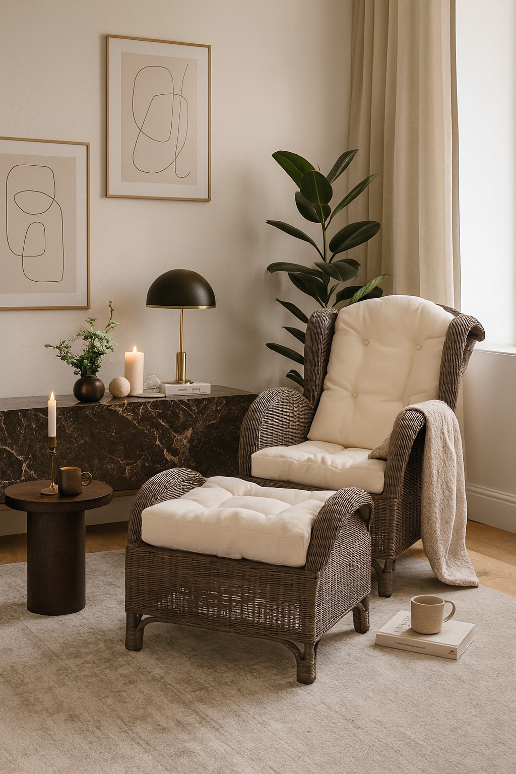 m&ouml;bel direkt online Rattansessel mit Fusshocker Hajo - Bild 1