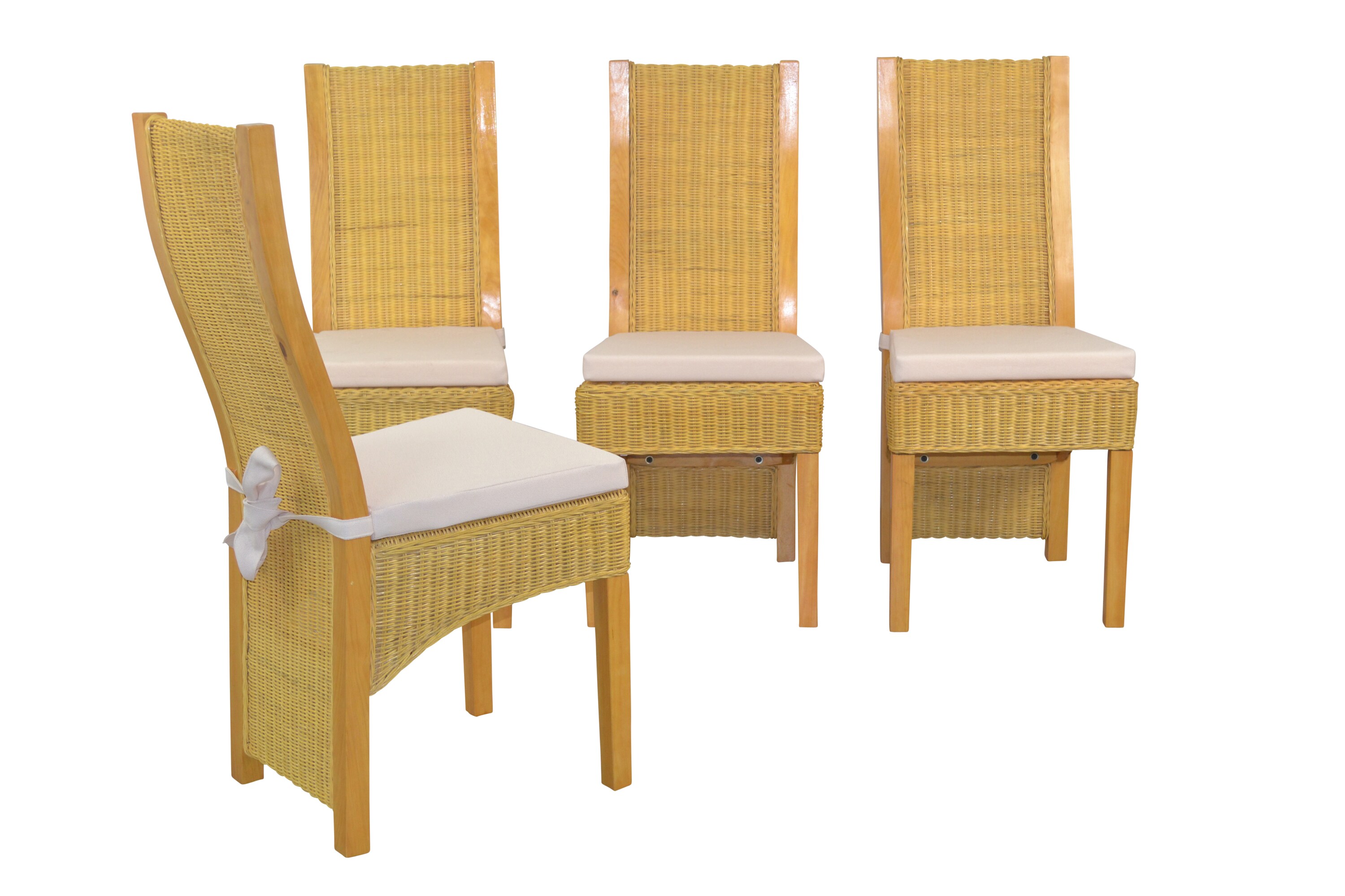m&ouml;bel direkt online Rattanstuhl 4er-Set mit Sitzkissen - Bild 1
