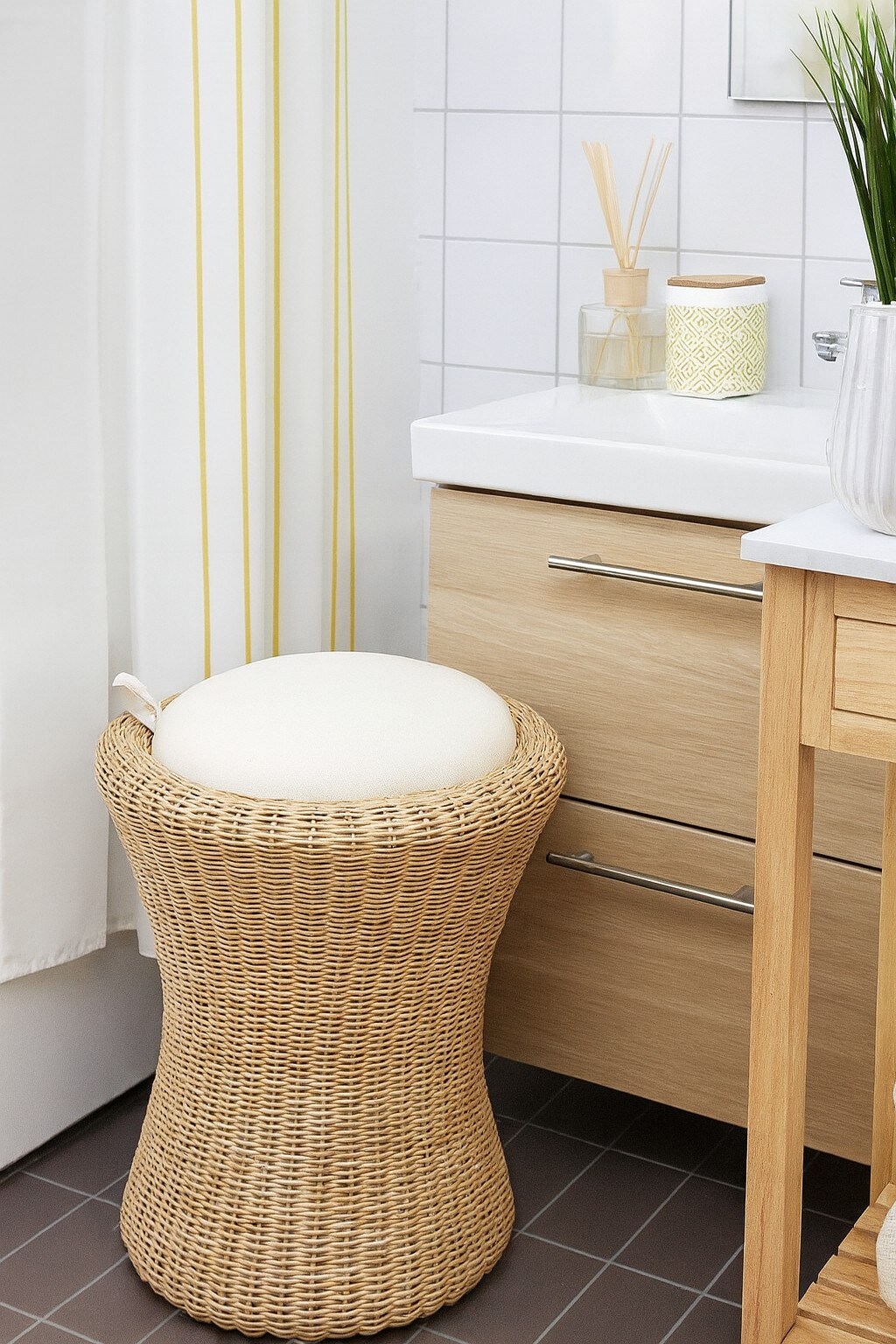 möbel direkt online Rattan-Sitzhocker Handgeflochten beige