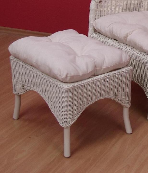 möbel direkt online Rattanhocker mit Kissen "Doni" weiß