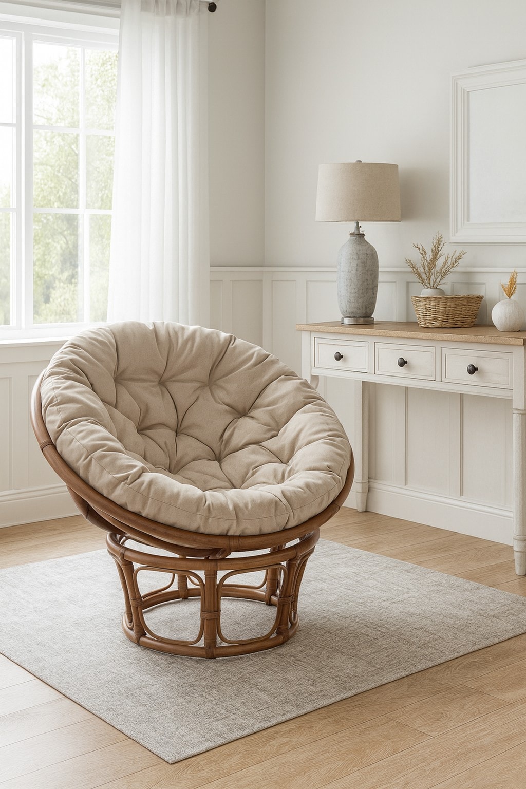 m&ouml;bel direkt online Papasansessel, Durchmesser 80 cm Sessel mit Kissen - Bild 1