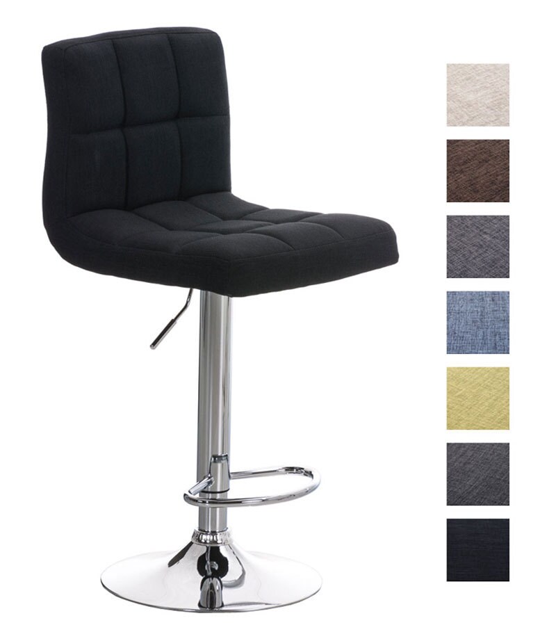 CLP Barhocker Peru Mit Stoffbezug I H&ouml;henverstellbarer Barstuhl Mit Lehne I Thekenhocker Mit Metallgestell In Chrom-Optik - Bild 1