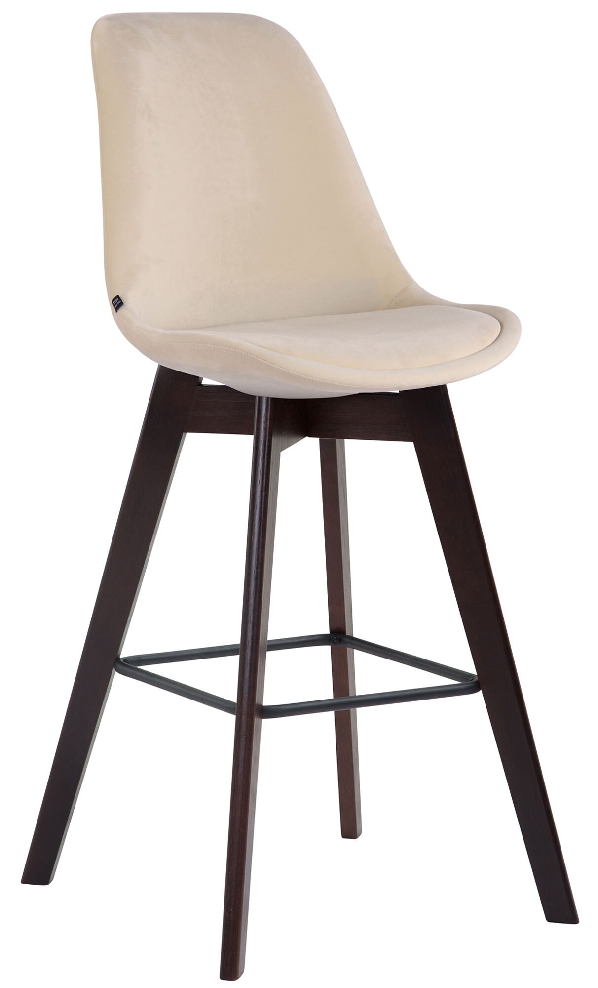 CLP Barhocker Metz Mit Samtbezug I Thekenhocker Mit Eichenholzgestell Und Fu&szlig;st&uuml;tze I Barstuhl Mit Lehne - Bild 1