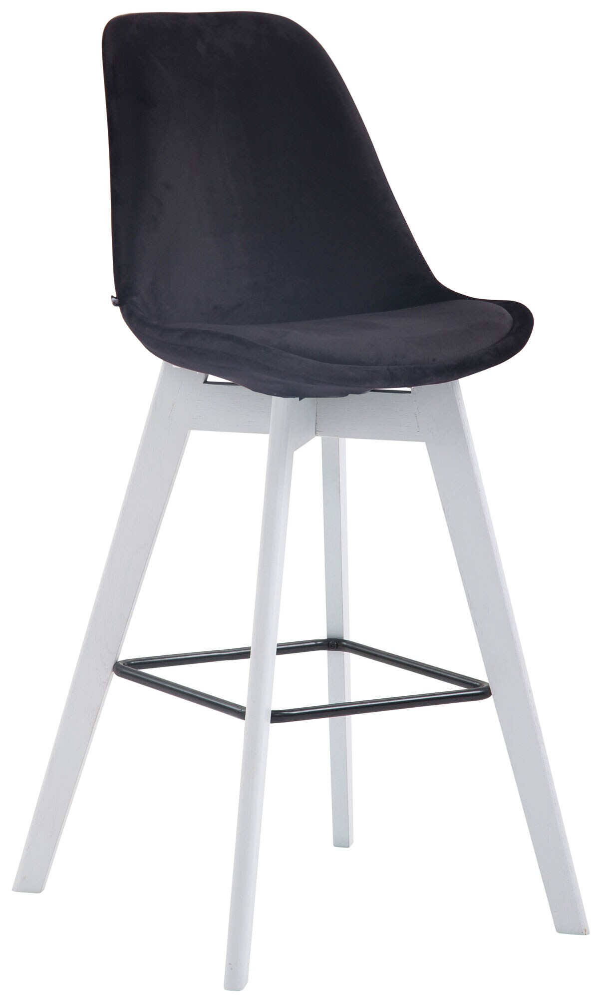 CLP Barhocker Metz Mit Samtbezug I Thekenhocker Mit Eichenholzgestell Und Fu&szlig;st&uuml;tze I Barstuhl Mit Lehne - Bild 1