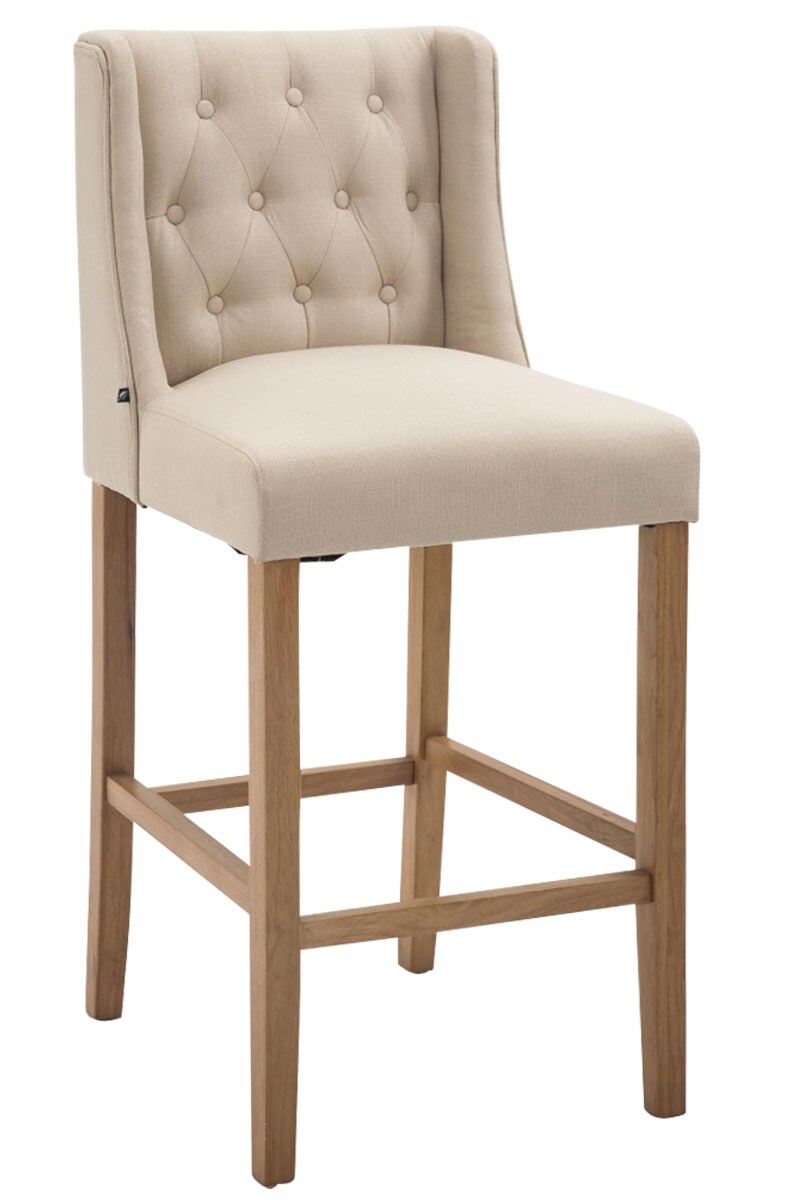 CLP Barhocker Cassandra I Thekenhocker Mit Vierfu&szlig;gestell Aus Kautschukholz Und Fu&szlig;st&uuml;tze I Tresenstuhl Mit Gestepptem Stoffbezug - Bild 1