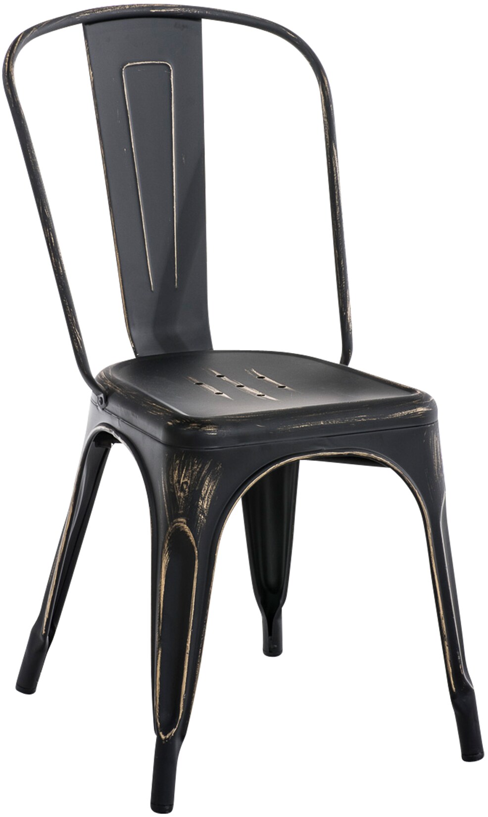 CLP Stapelstuhl Metall mit Lehne Benedikt, Bistrostuhl stapelbar für Gastronomie und Küche, Design-Stuhl robust belastbar bis 200 kg