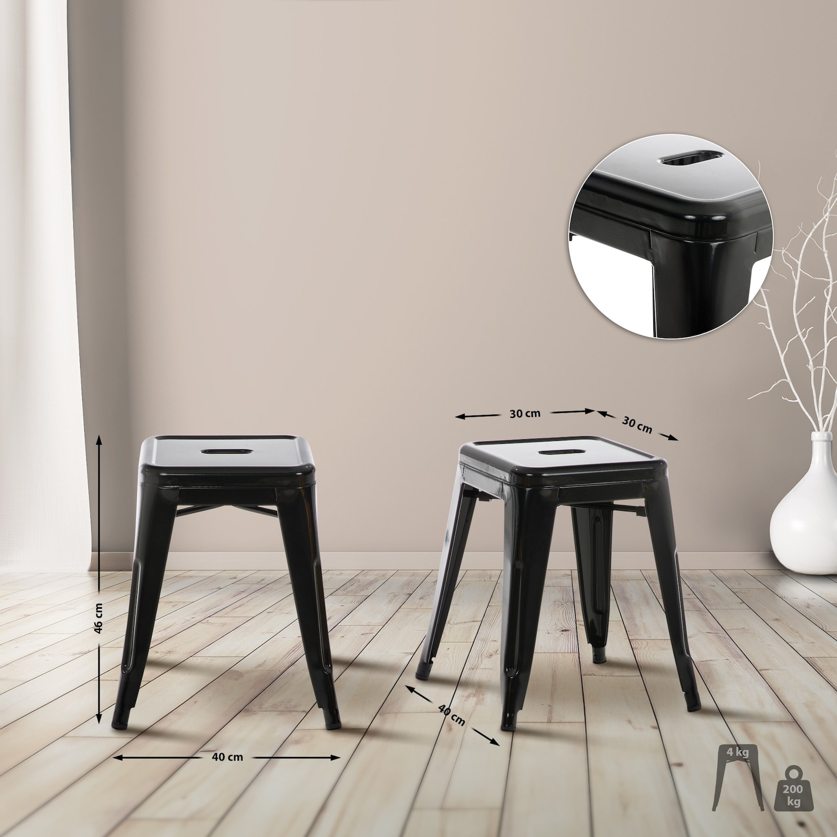 CLP Hocker Armin - Farbe: schwarz