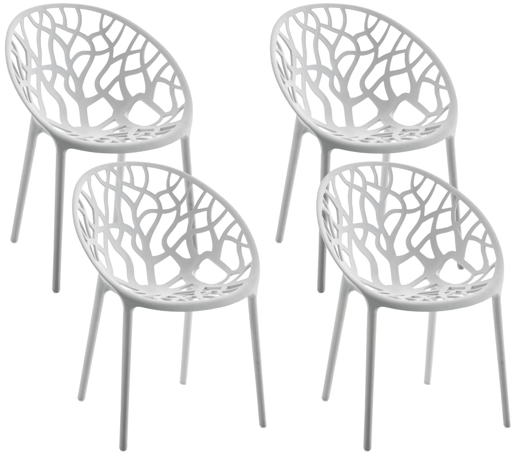 CLP Gartenstühle 4er Set stapelbar wetterfest Hope, Gartensessel mit Lehnen UV-beständig, Outdoorstühle aus Kunststoff bis 150 kg belastbar