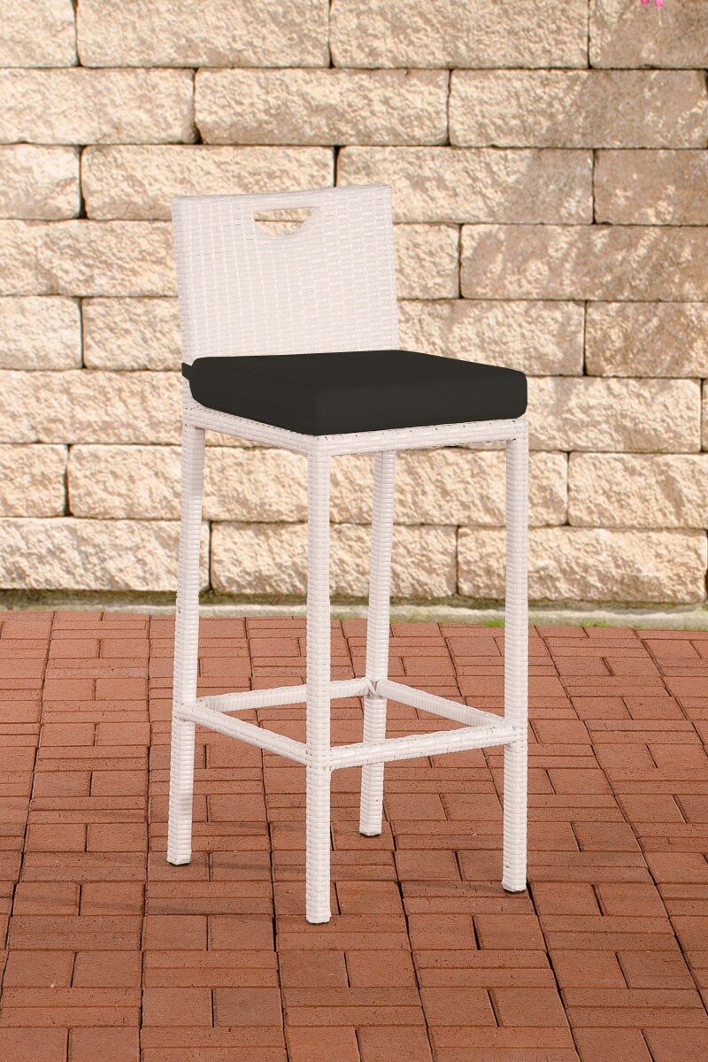 CLP Outdoor-Barhocker Mari Mit Sitzkissen I Polyrattan Tresenstuhl Mit Fußstütze I Thekenhocker Mit 75 Cm Sitzhöhe